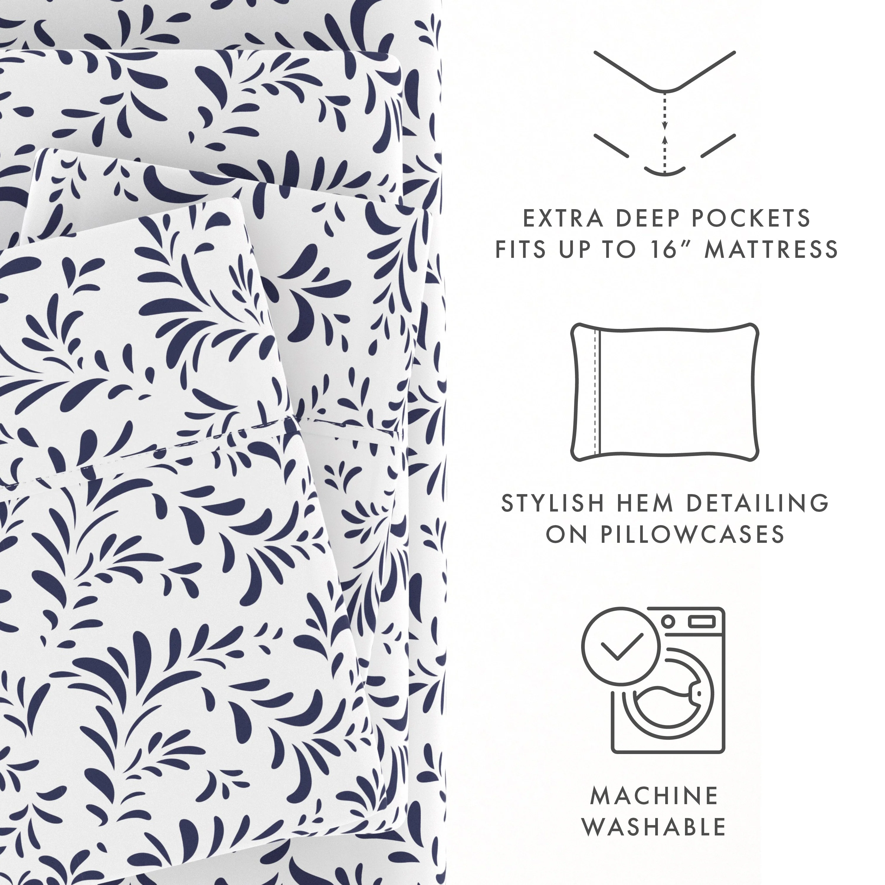 Burst of Vines Pattern 4-Piece Sheet Set - Sale - Image 21