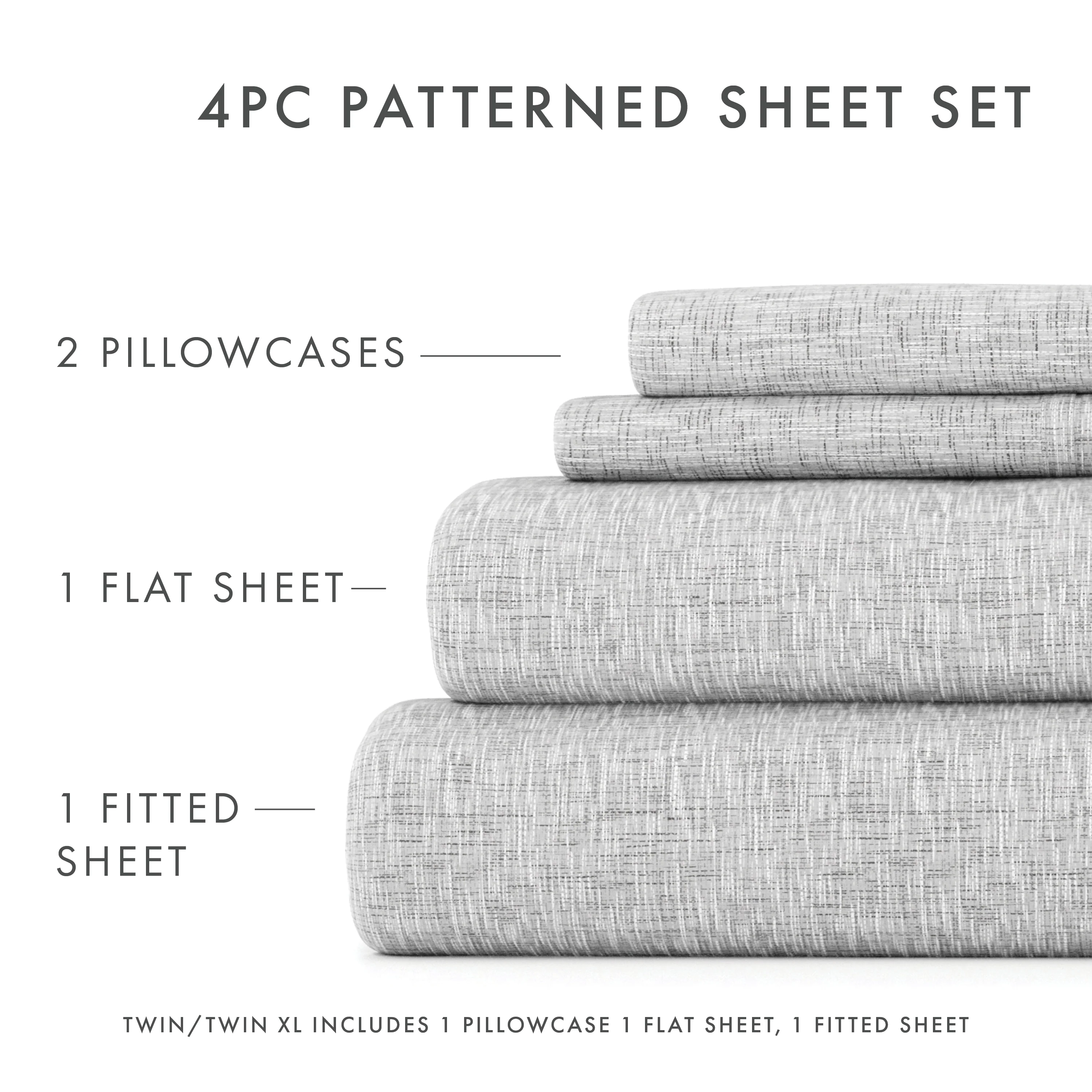 Chambray Style Pattern 4-Piece Sheet Set - Image 14