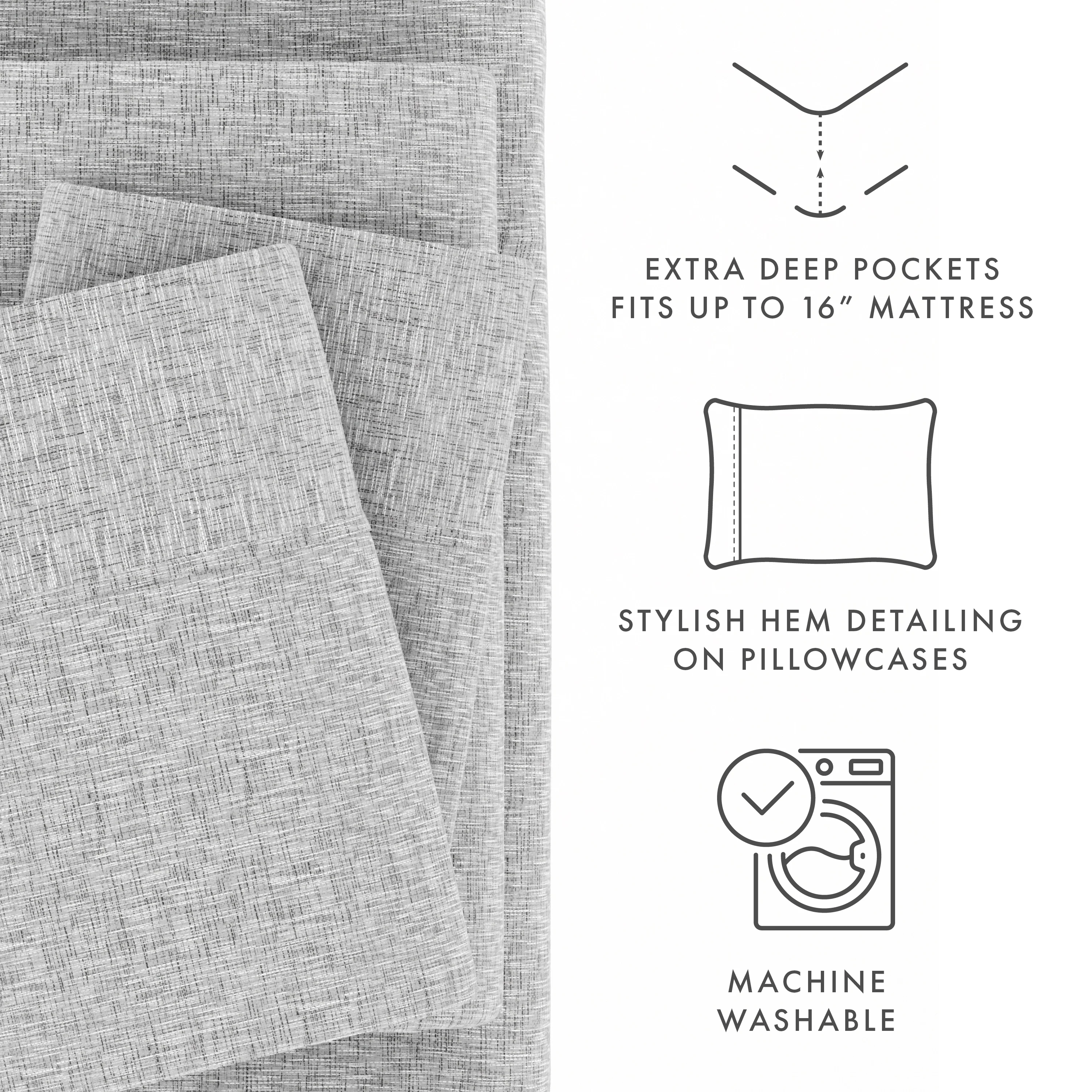 Chambray Style Pattern 4-Piece Sheet Set - Image 20