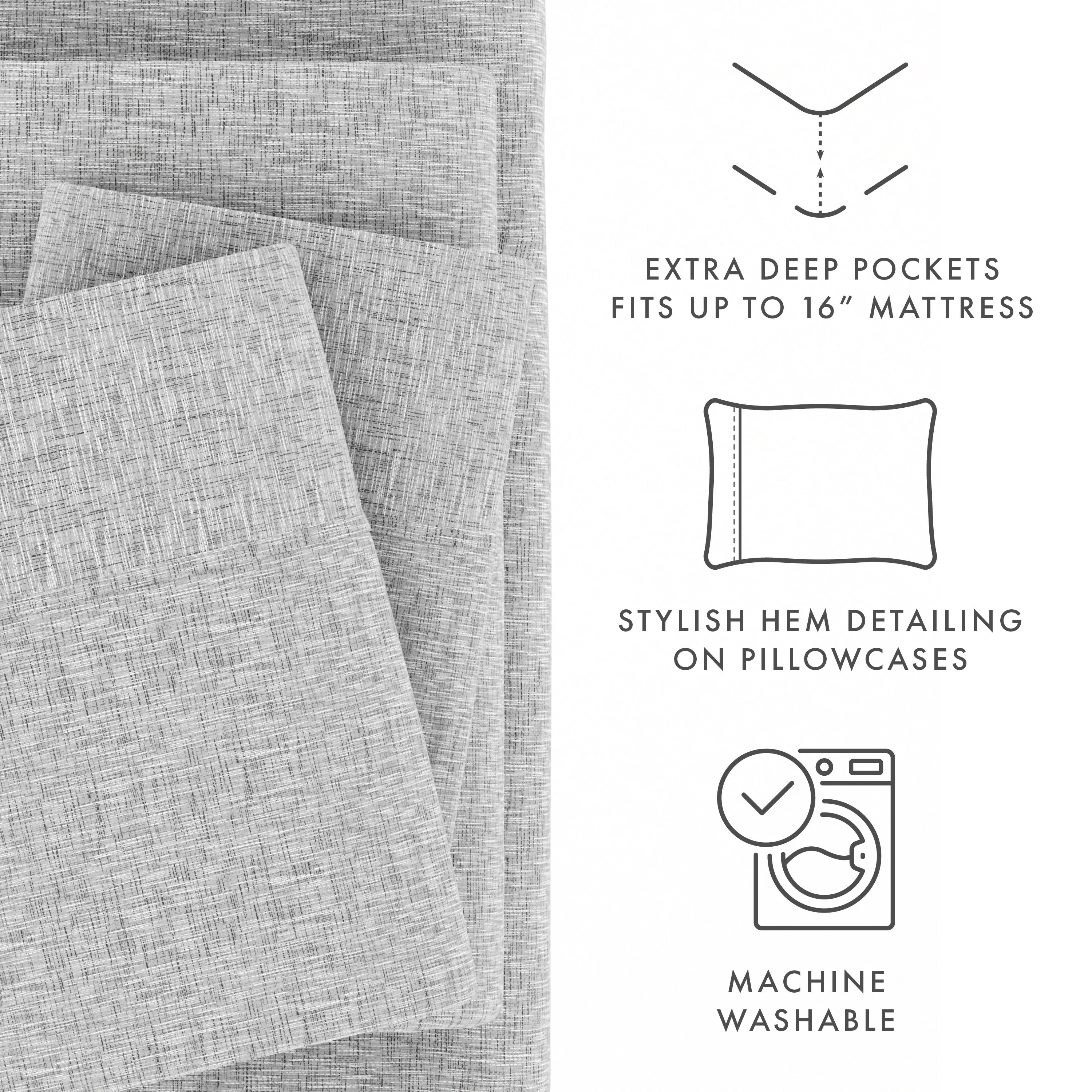 Chambray Style Pattern 4-Piece Sheet Set - Sale - Image 20
