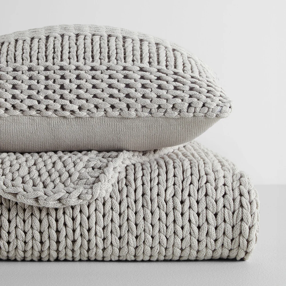 Chunky Knit Throw Blanket and Decor Pillow with Insert Bundle - Image 12