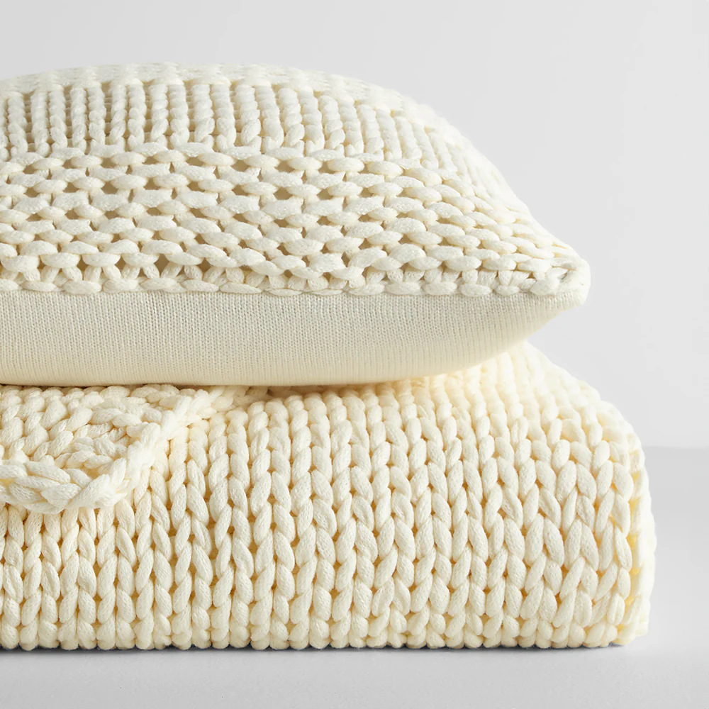 Chunky Knit Throw Blanket and Decor Pillow with Insert Bundle - Image 13