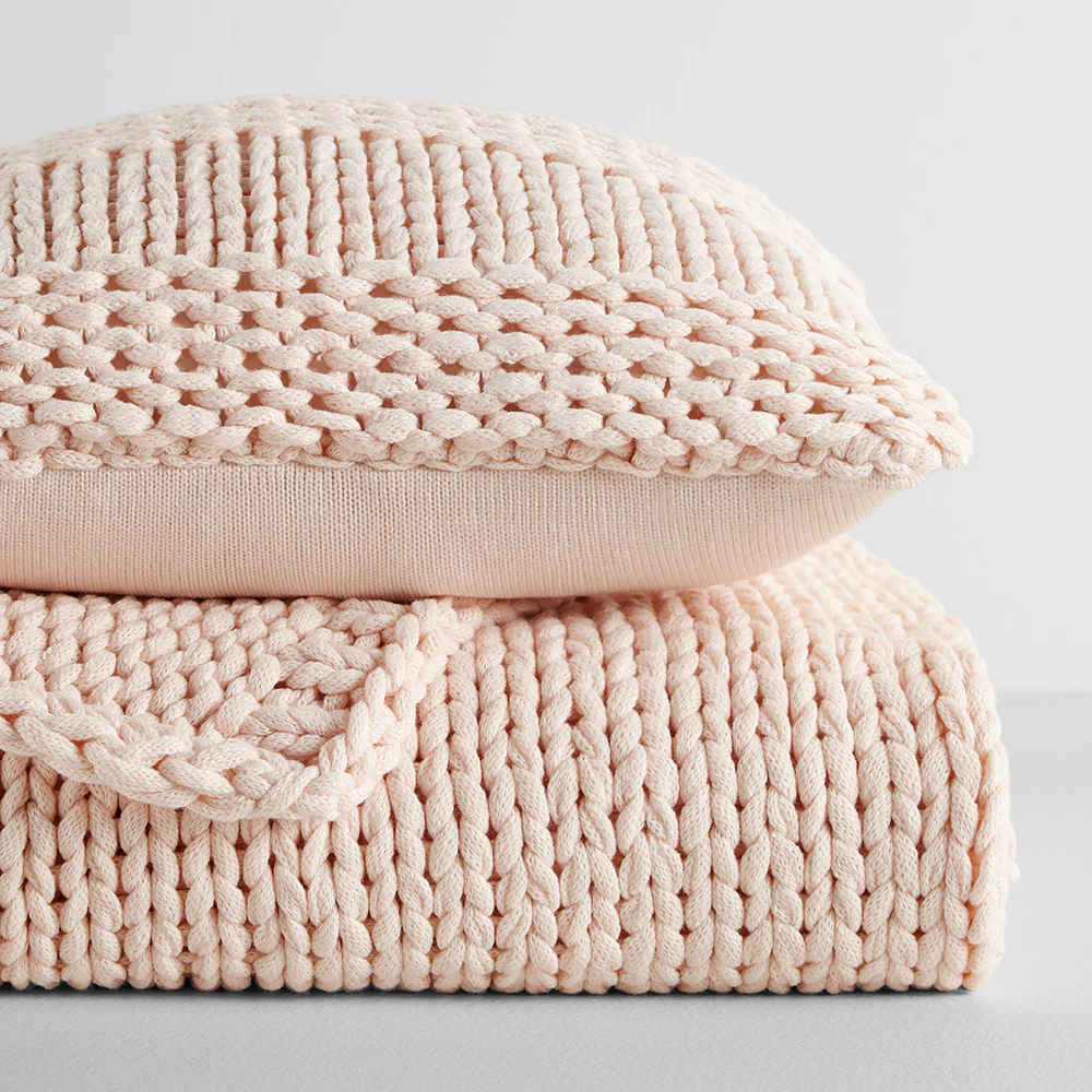 Chunky Knit Throw Blanket and Decor Pillow with Insert Bundle - Image 14