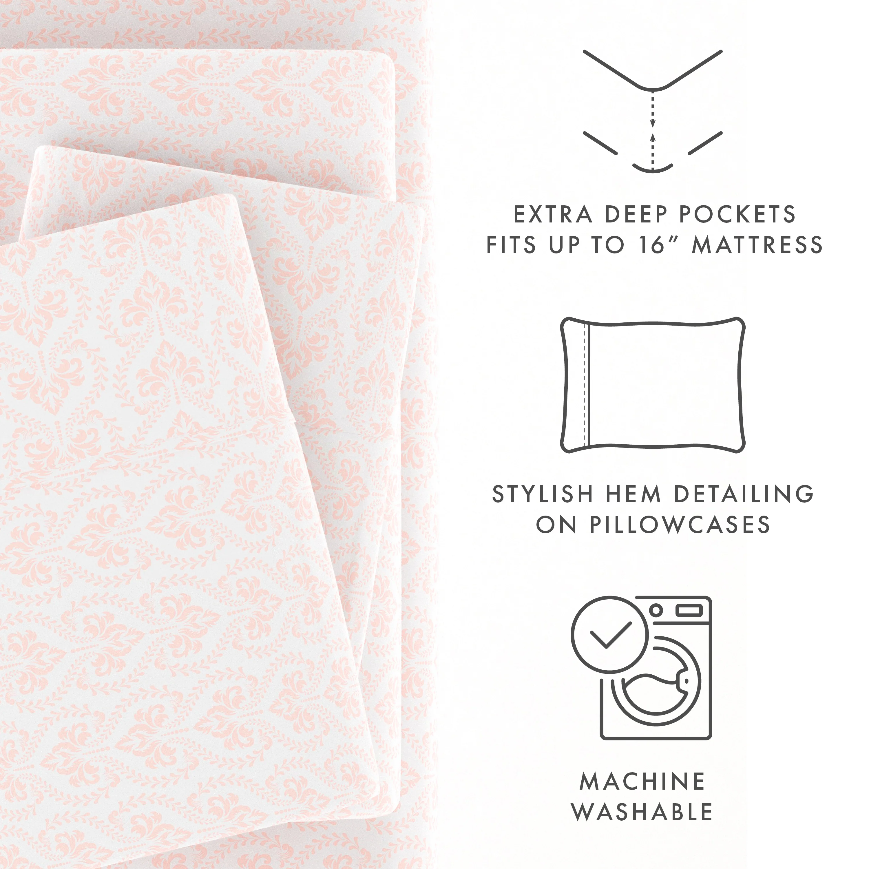 Classic in Pink Pattern 4-Piece Sheet Set - Image 7