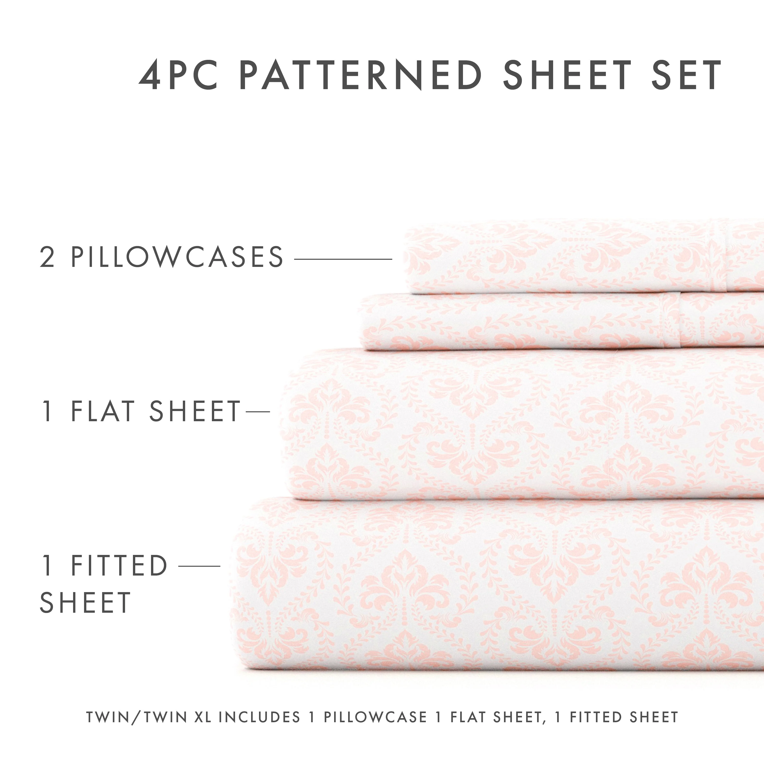 Classic in Pink Pattern 4-Piece Sheet Set - Sale - Image 5