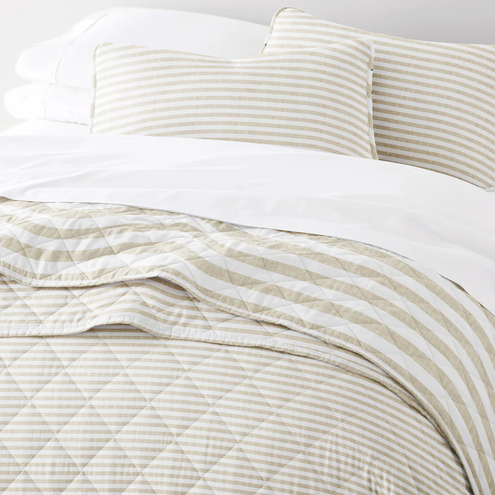 Classic Stripe Reversible Quilted Coverlet Set - Image 11