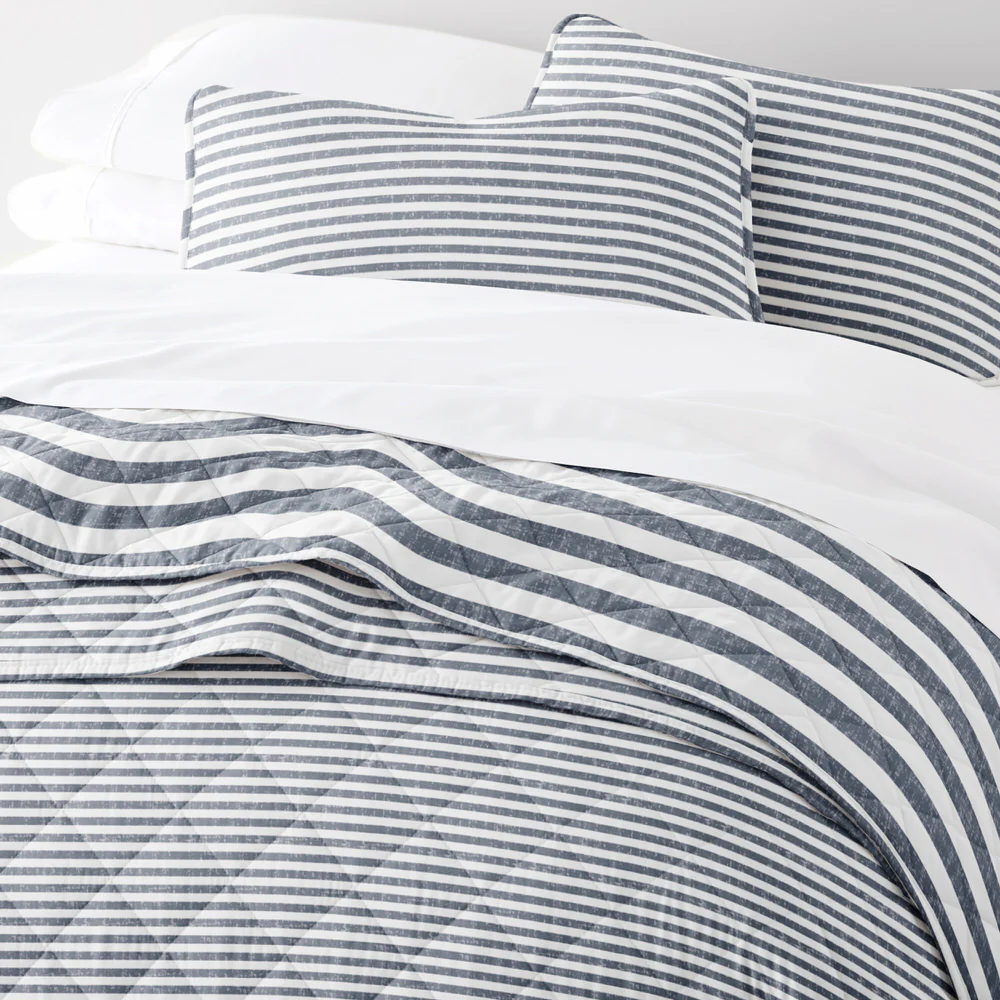 Classic Stripe Reversible Quilted Coverlet Set - Image 12
