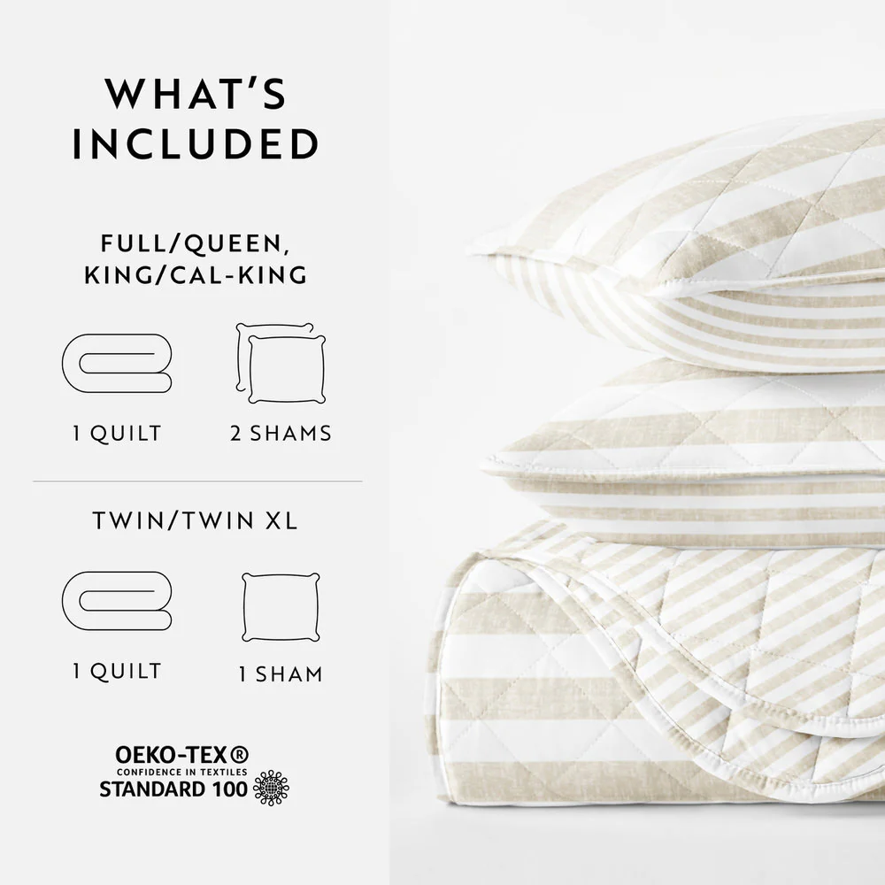 Classic Stripe Reversible Quilted Coverlet Set - Image 15