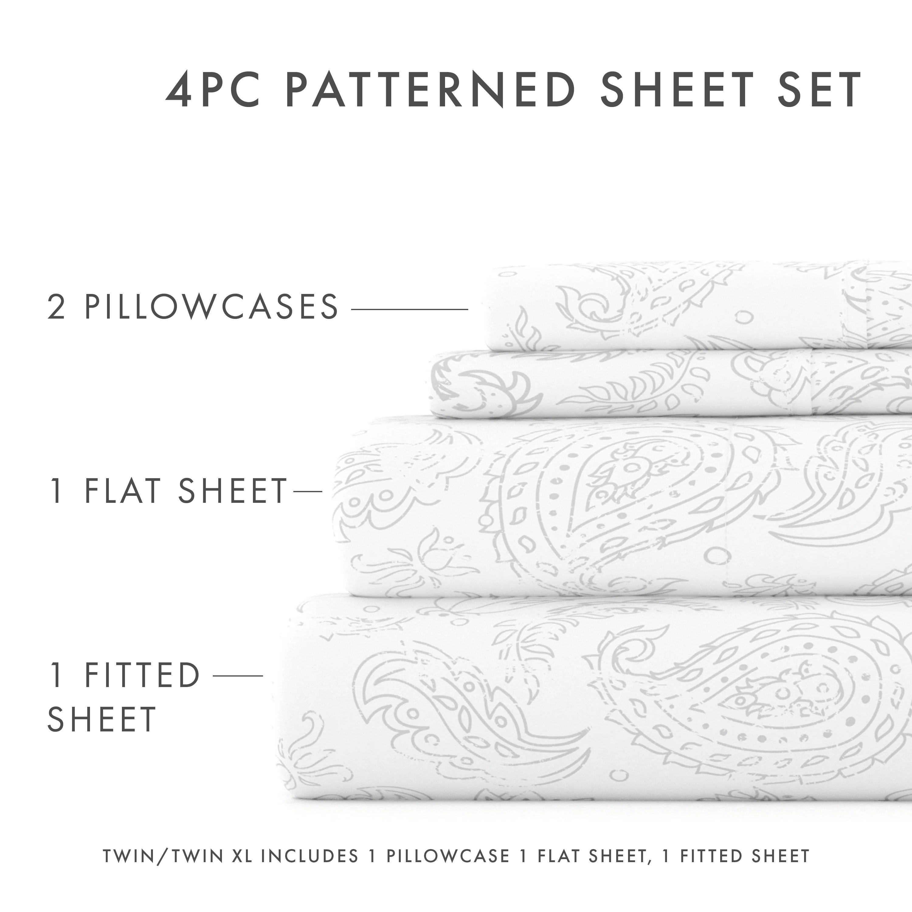 Coarse Paisley Pattern 4-Piece Sheet Set - Image 10