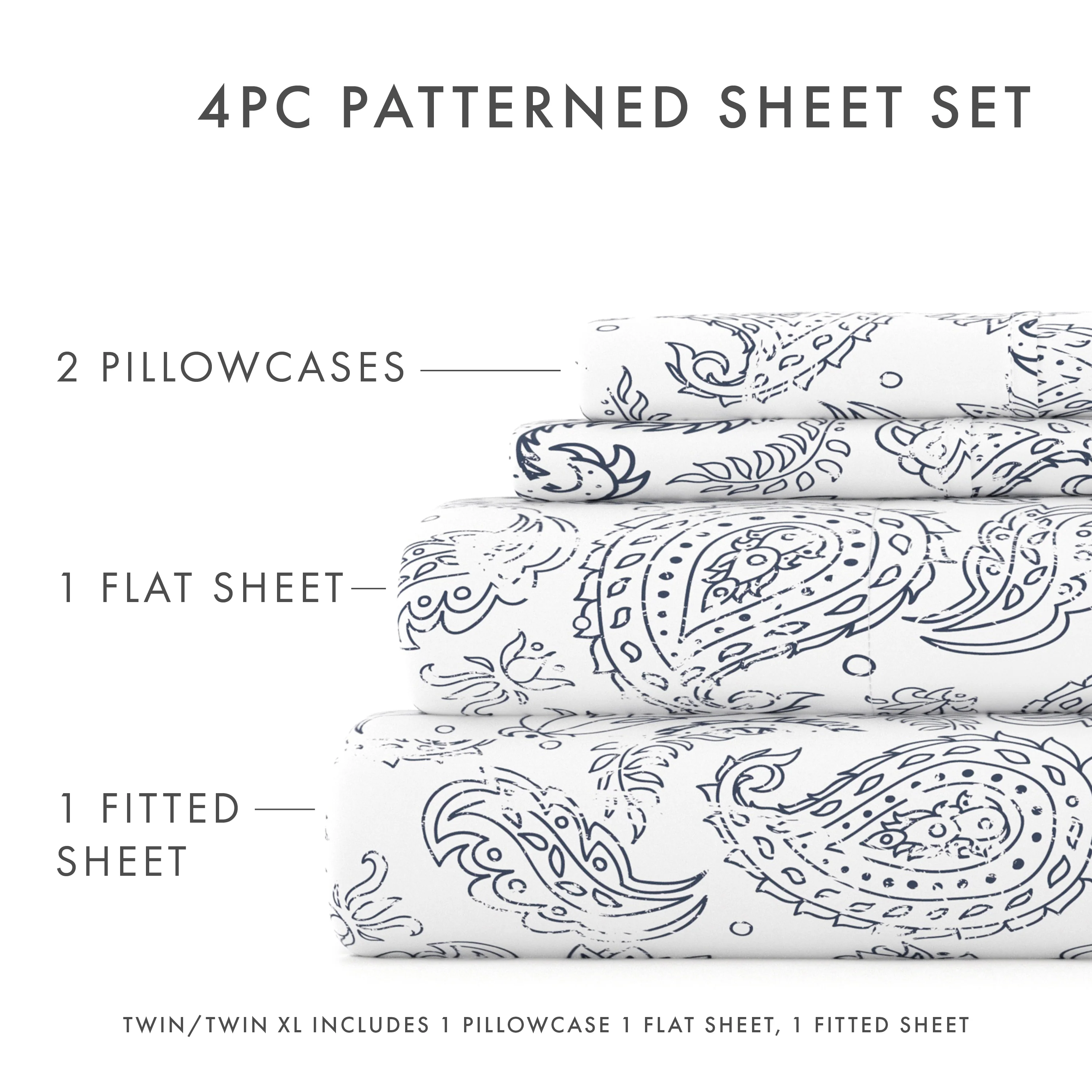 Coarse Paisley Pattern 4-Piece Sheet Set - Image 9