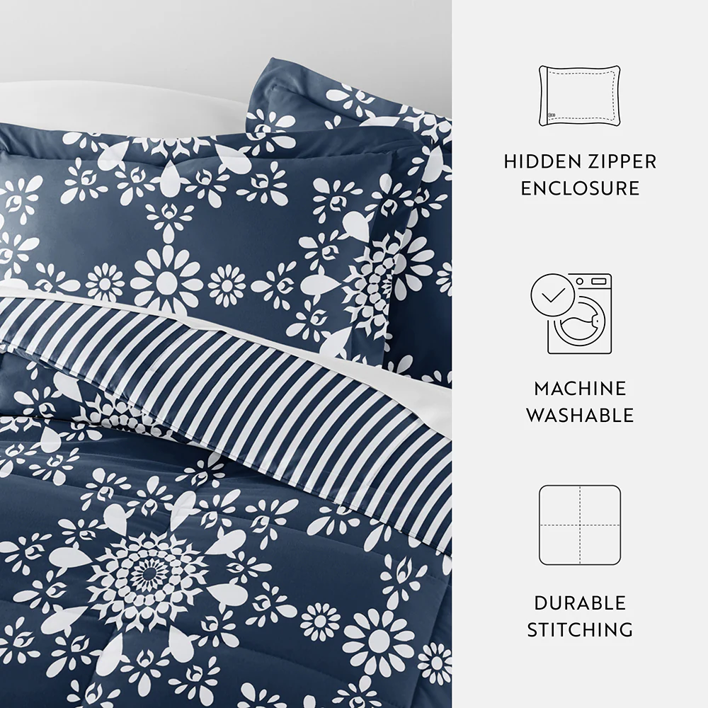 Daisy Medallion Reversible Down-Alternative Comforter Set - Image 51