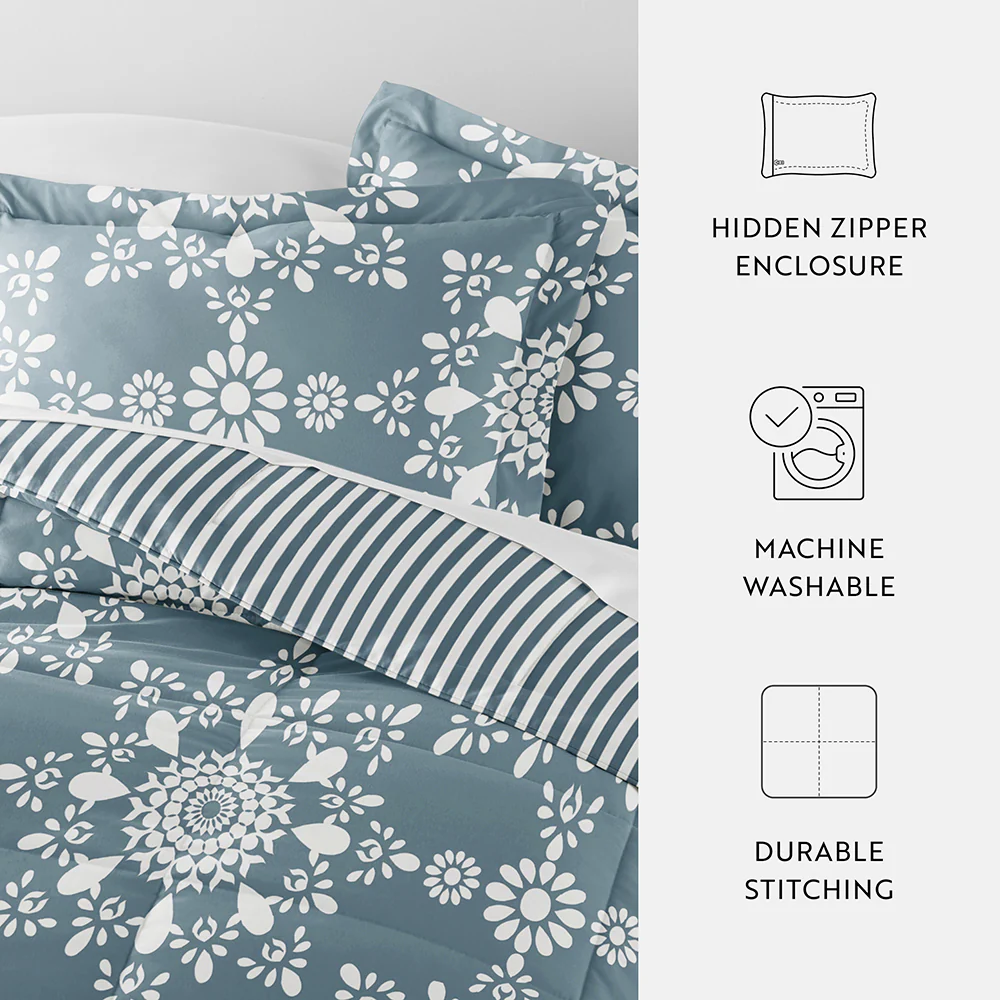Daisy Medallion Reversible Down-Alternative Comforter Set - Image 52