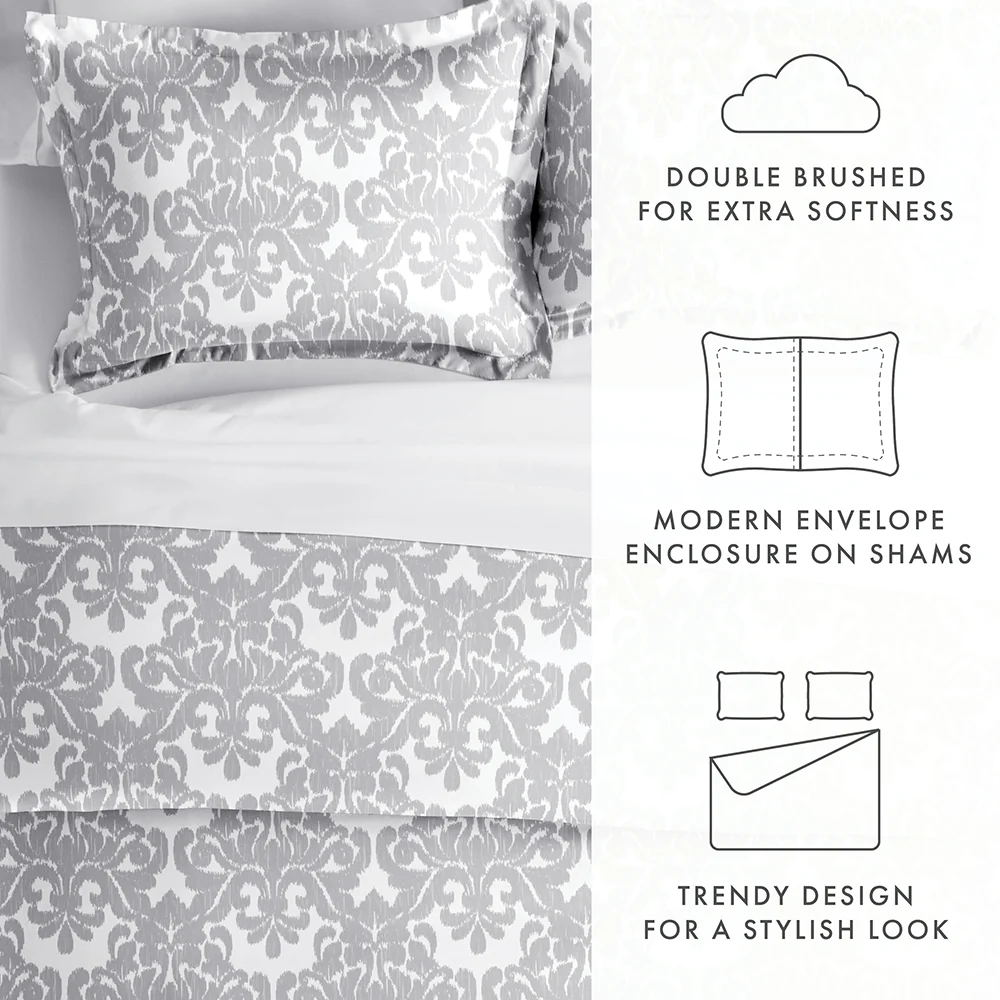 Soft Damask Pattern 3-Piece Duvet Cover Set - Image 8