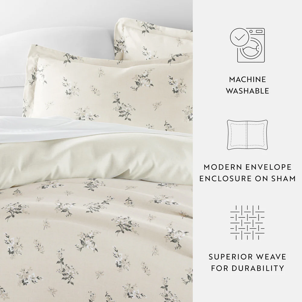 Delicate Floral Pattern 3-Piece Reversible Duvet Cover Set - Image 13