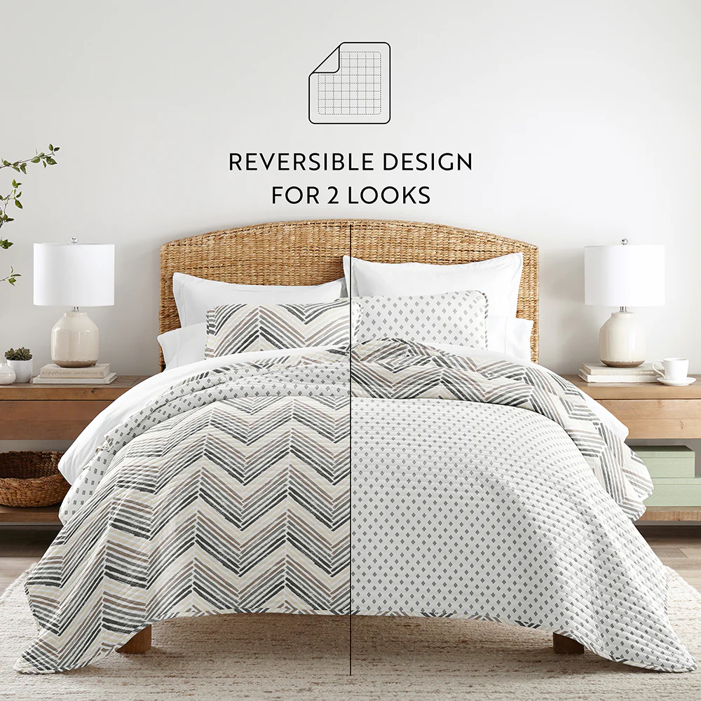 Diamond Chevron Reversible Quilted Coverlet Set - Image 5