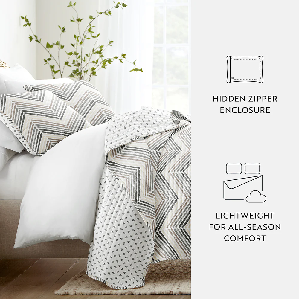 Diamond Chevron Reversible Quilted Coverlet Set - Image 6