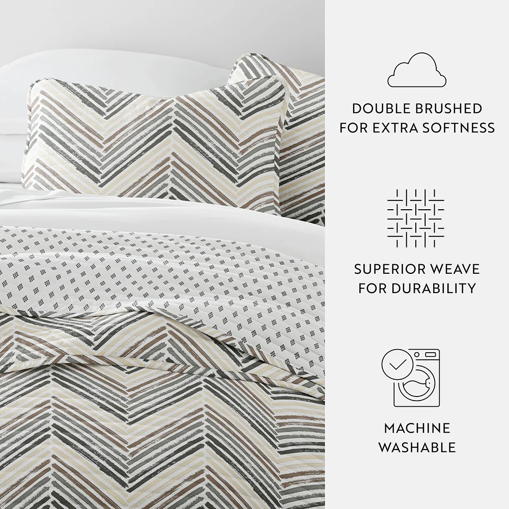 Diamond Chevron Reversible Quilted Coverlet Set - Image 8