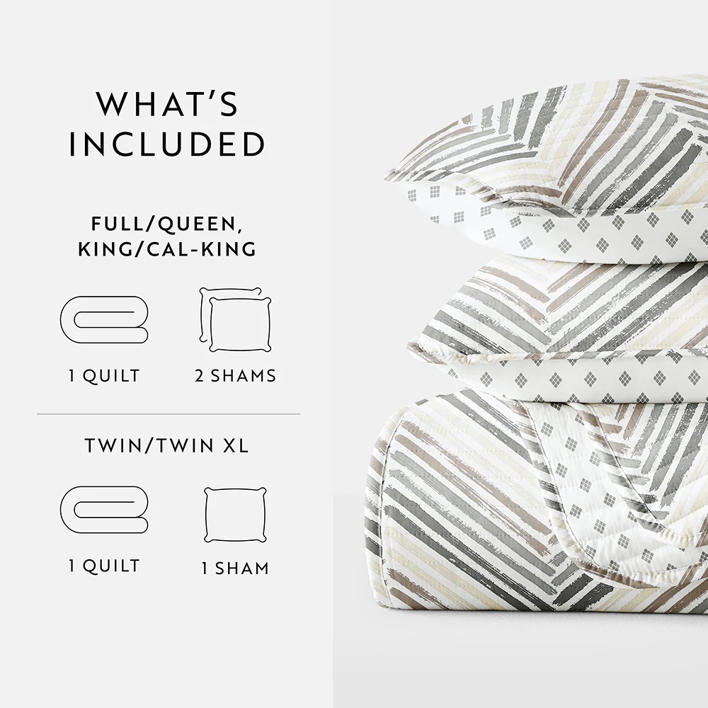 Diamond Chevron Reversible Quilted Coverlet Set - Image 9