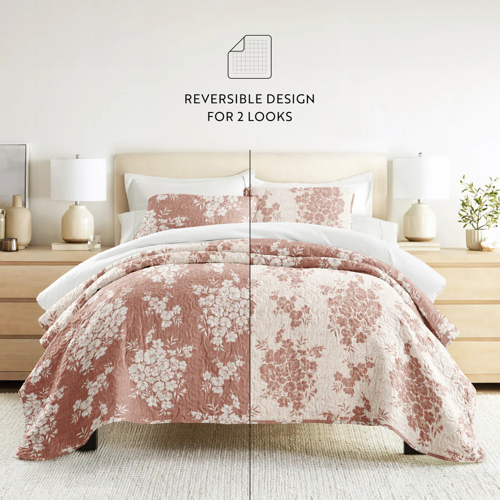 Distressed Bouquet Reversible Quilted Coverlet Set - Image 30