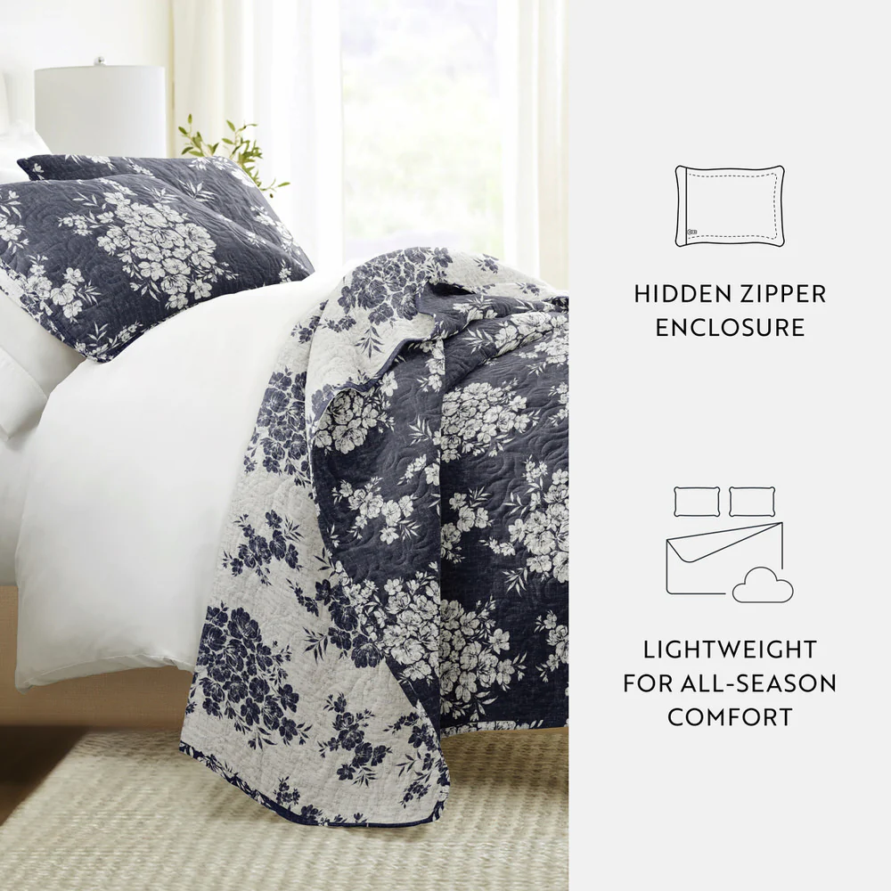Distressed Bouquet Reversible Quilted Coverlet Set - Image 36
