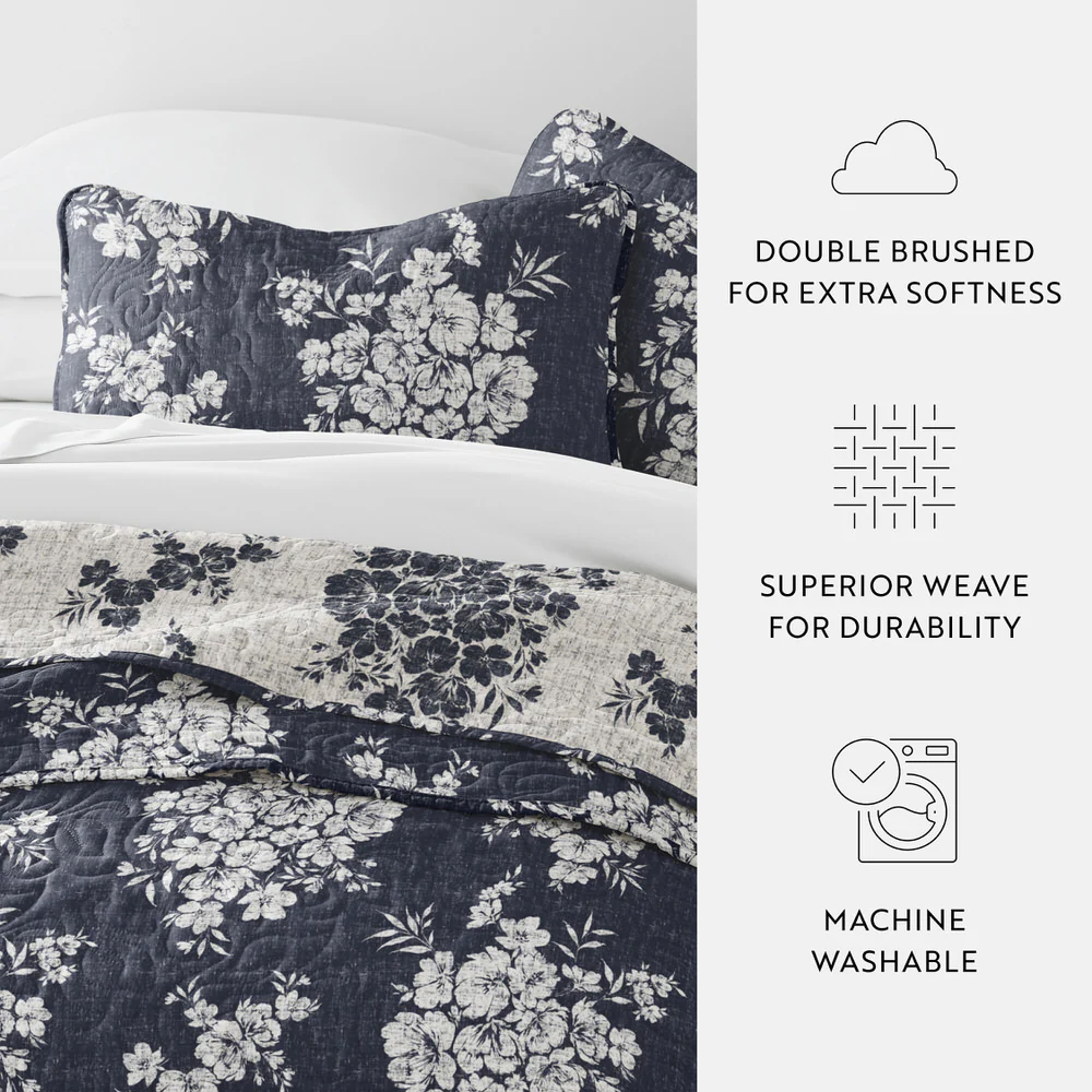 Distressed Bouquet Reversible Quilted Coverlet Set - Image 40