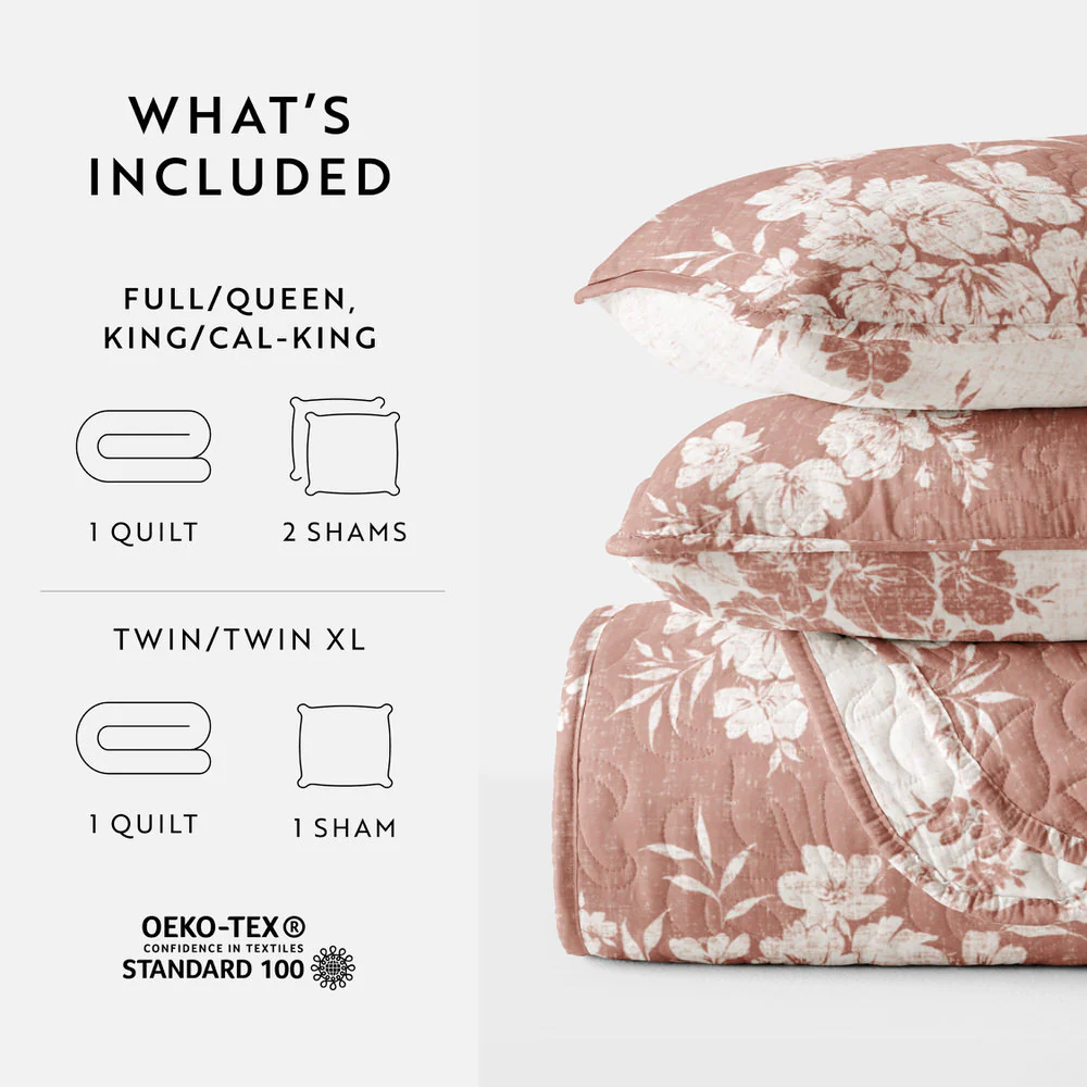Distressed Bouquet Reversible Quilted Coverlet Set - Image 42