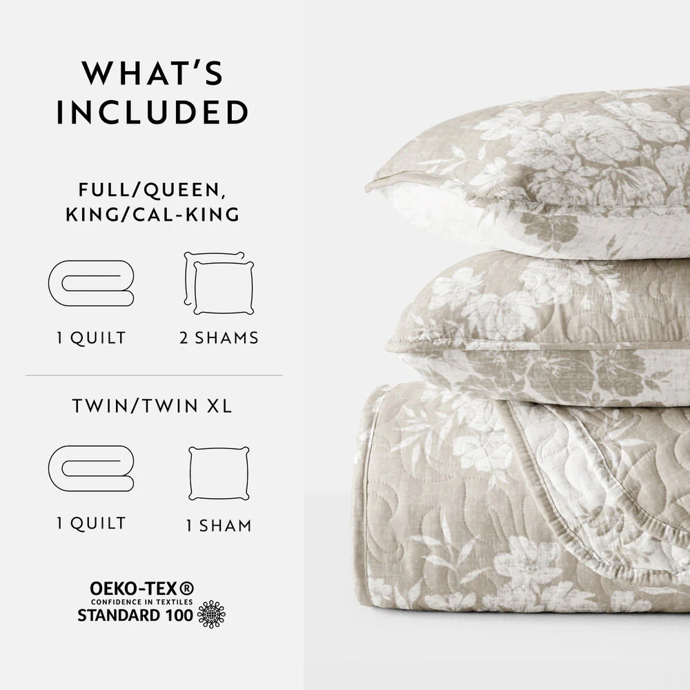 Distressed Bouquet Reversible Quilted Coverlet Set - Image 43