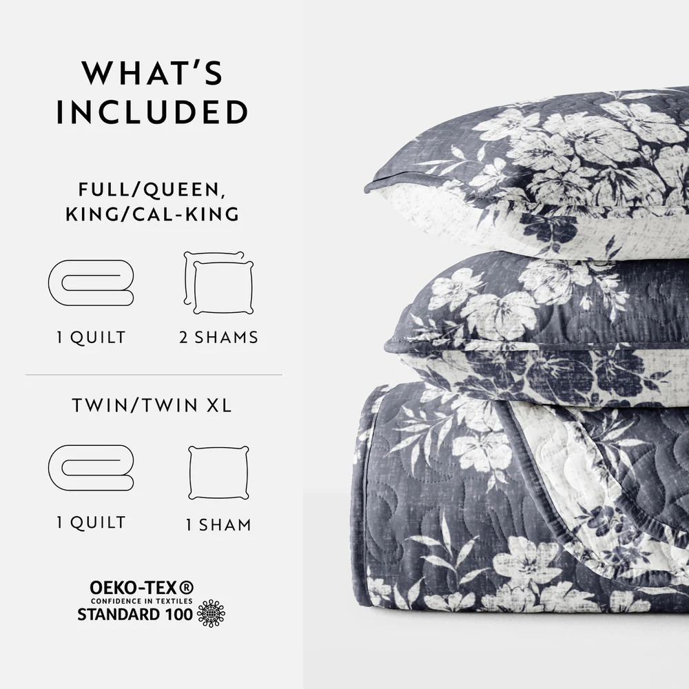 Distressed Bouquet Reversible Quilted Coverlet Set - Image 44