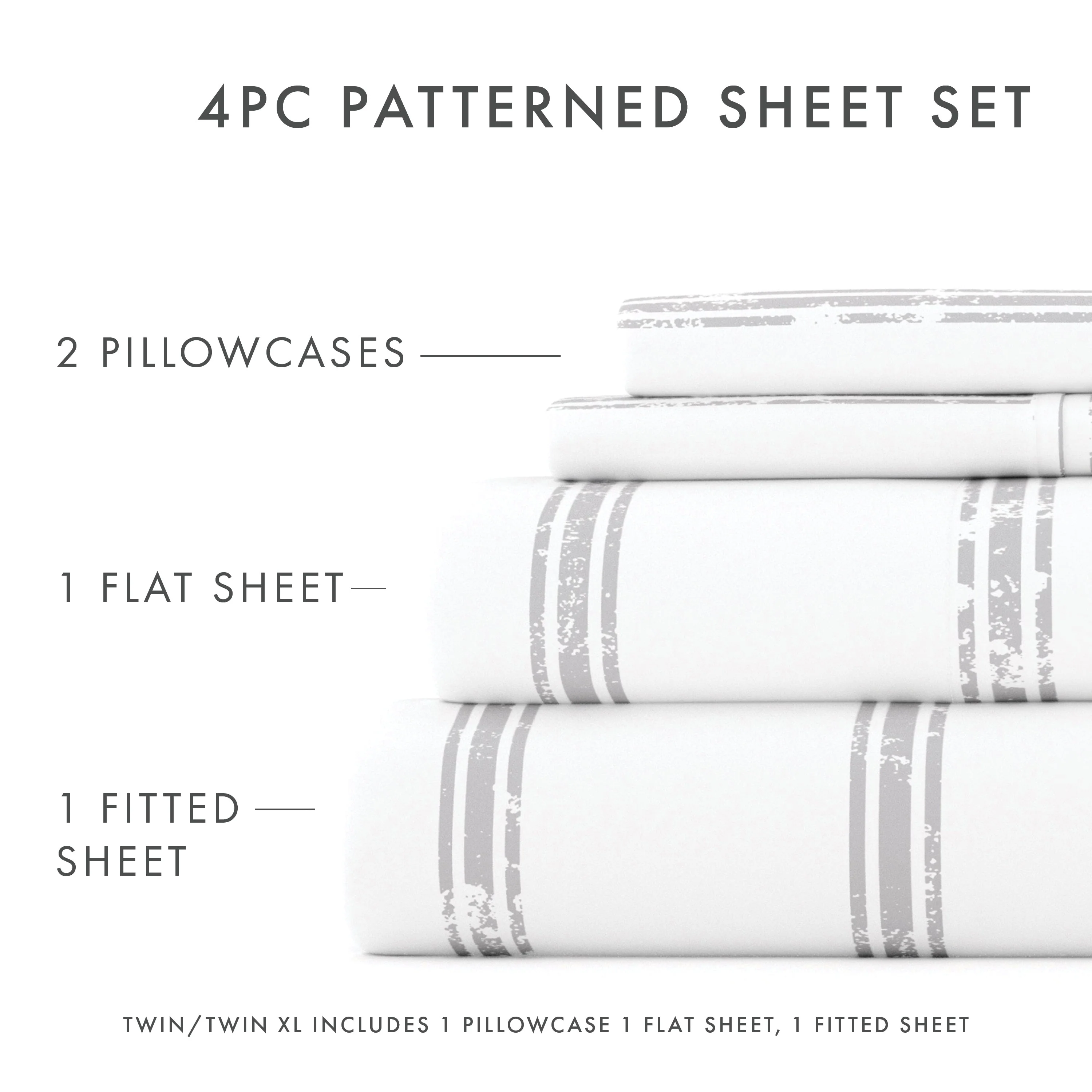 Distressed Line Pattern 4-Piece Sheet Set - Sale - Image 5