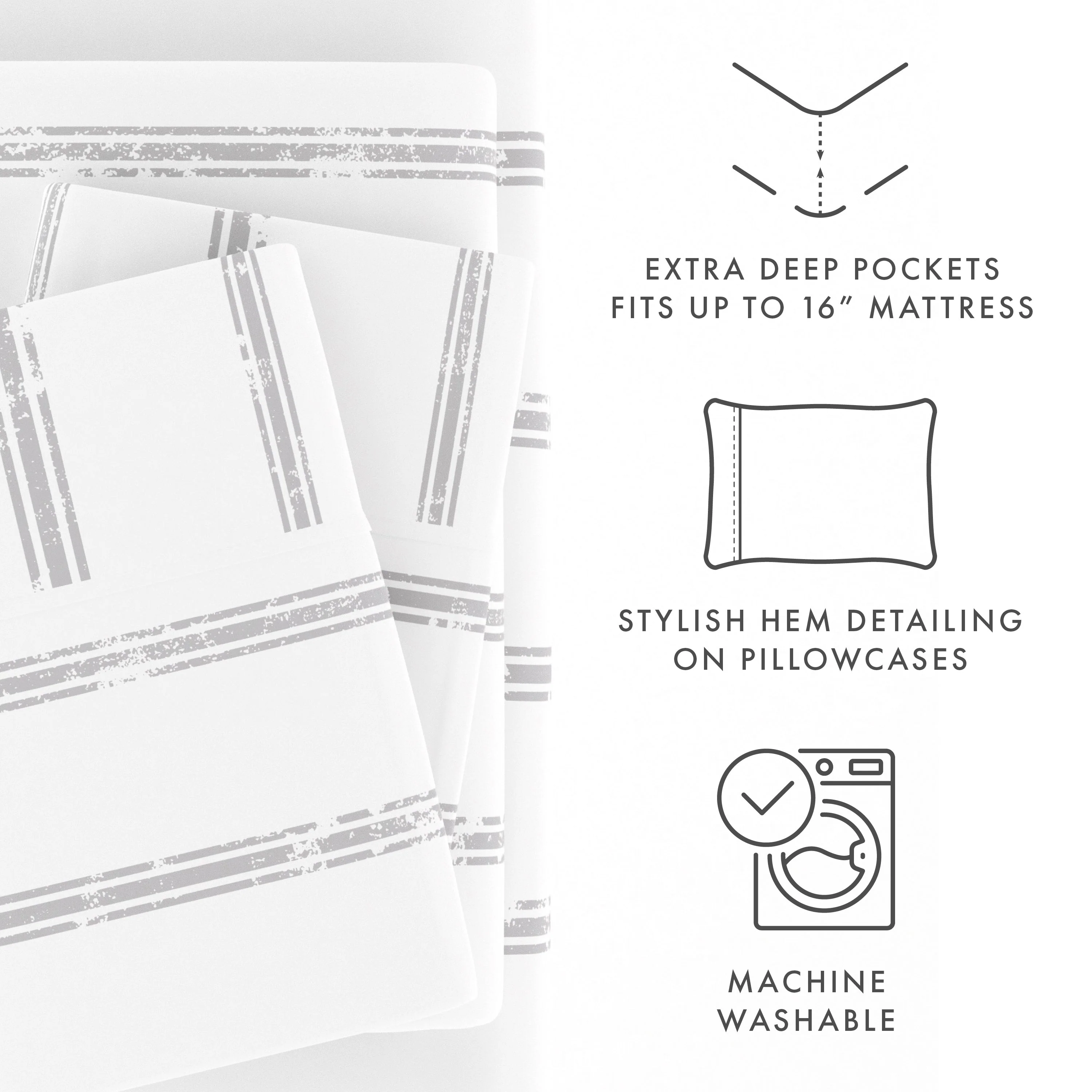 Distressed Line Pattern 4-Piece Sheet Set - Sale - Image 7