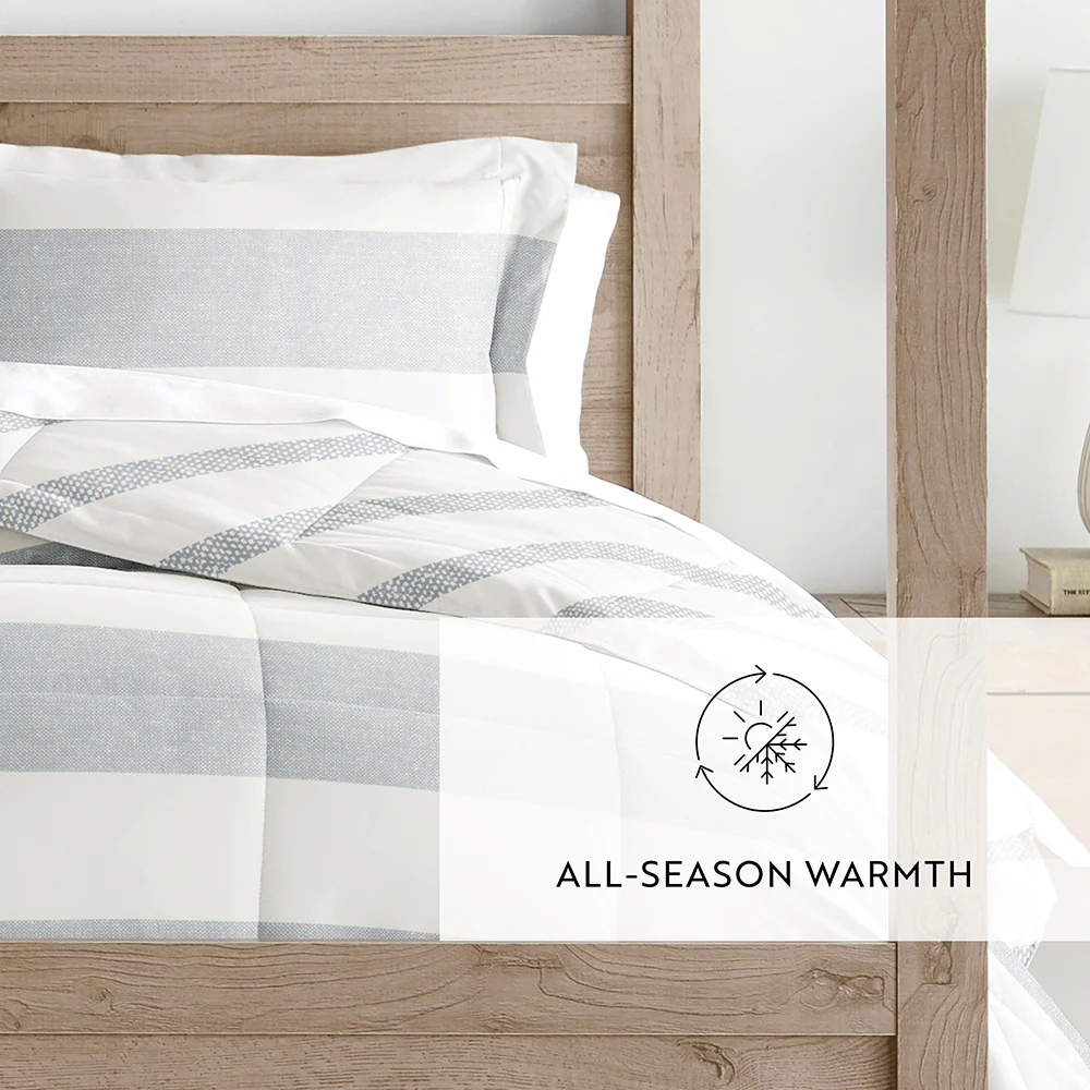 Distressed Stripe Reversible Down-Alternative Comforter Set - Image 10