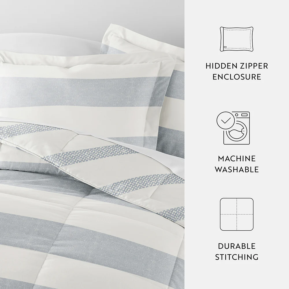 Distressed Stripe Reversible Down-Alternative Comforter Set - Image 13