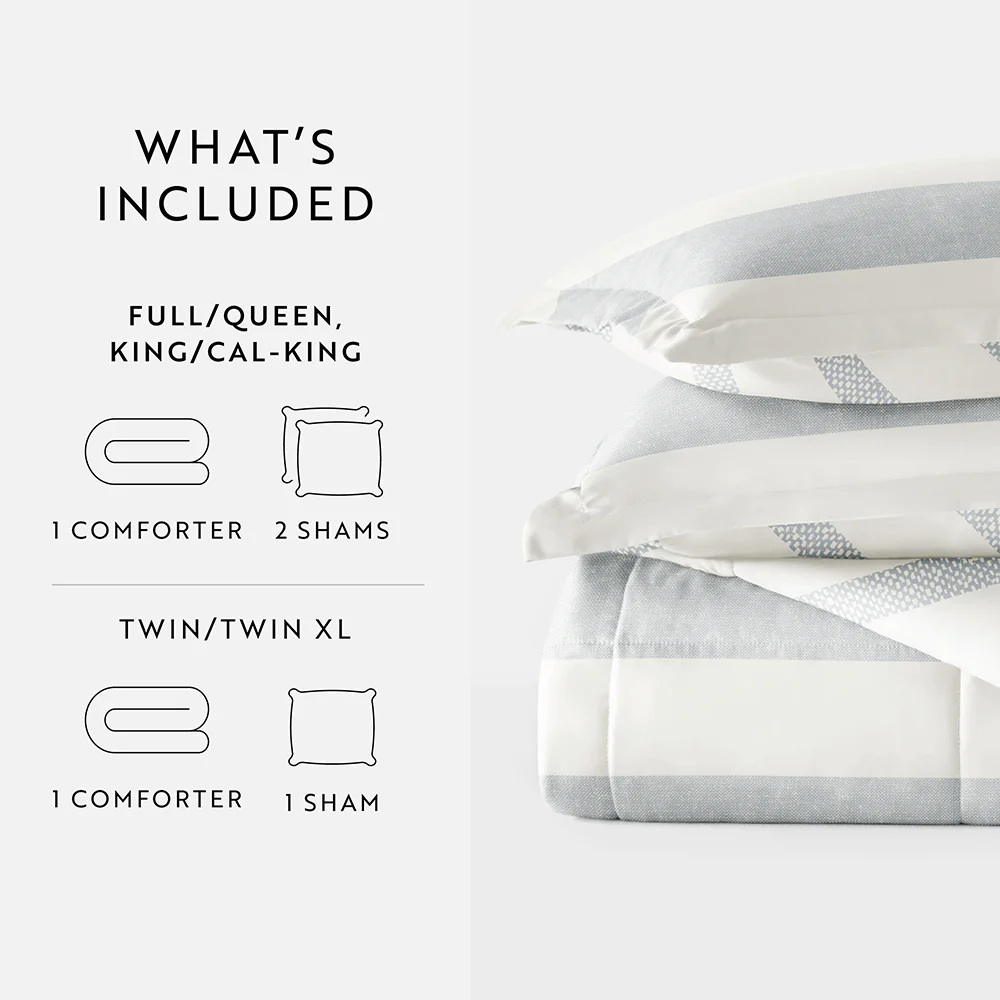 Distressed Stripe Reversible Down-Alternative Comforter Set - Image 14