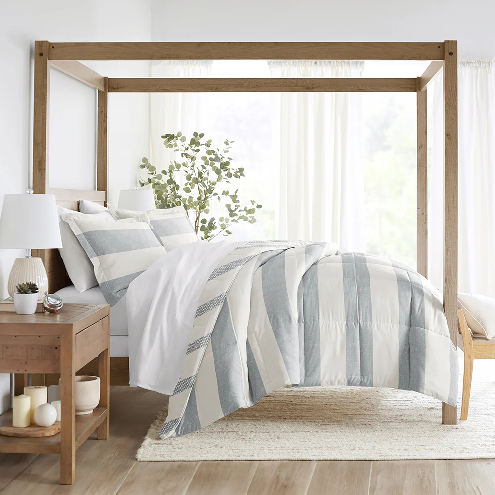 Distressed Stripe Reversible Down-Alternative Comforter Set - Image 3