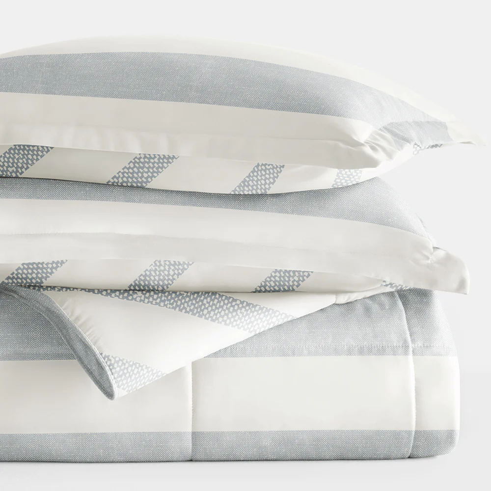 Distressed Stripe Reversible Down-Alternative Comforter Set - Image 9