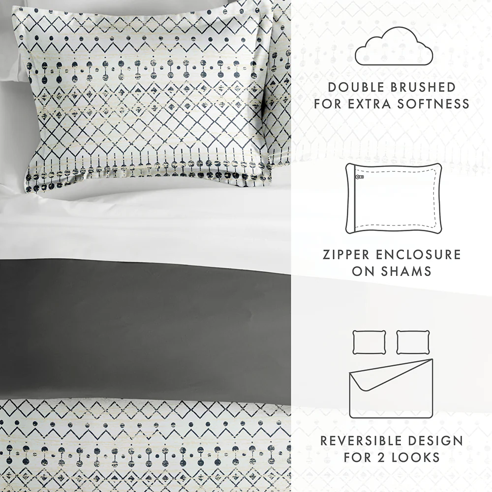 Etched Gate Pattern 3-Piece Reversible Duvet Cover Set - Image 10