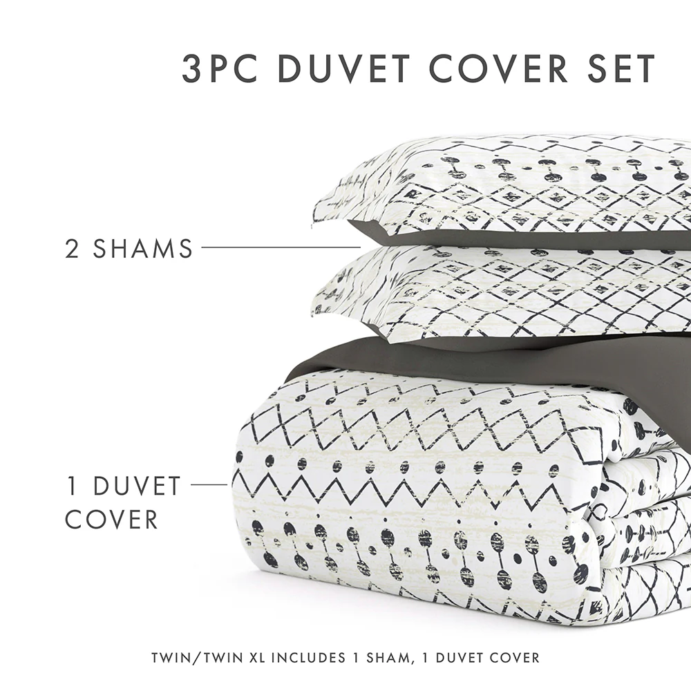 Etched Gate Pattern 3-Piece Reversible Duvet Cover Set - Image 13