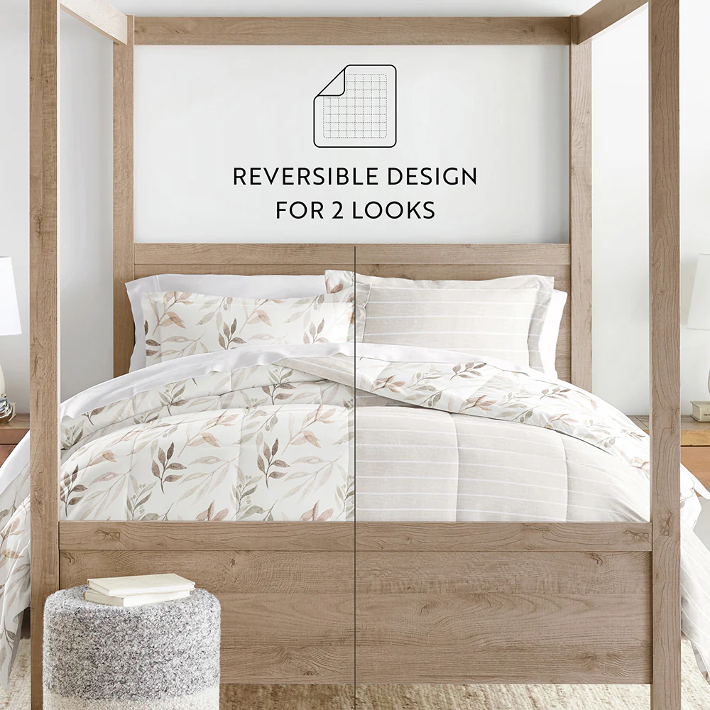 Foliage Stripe Reversible Down-Alternative Comforter Set - Image 13