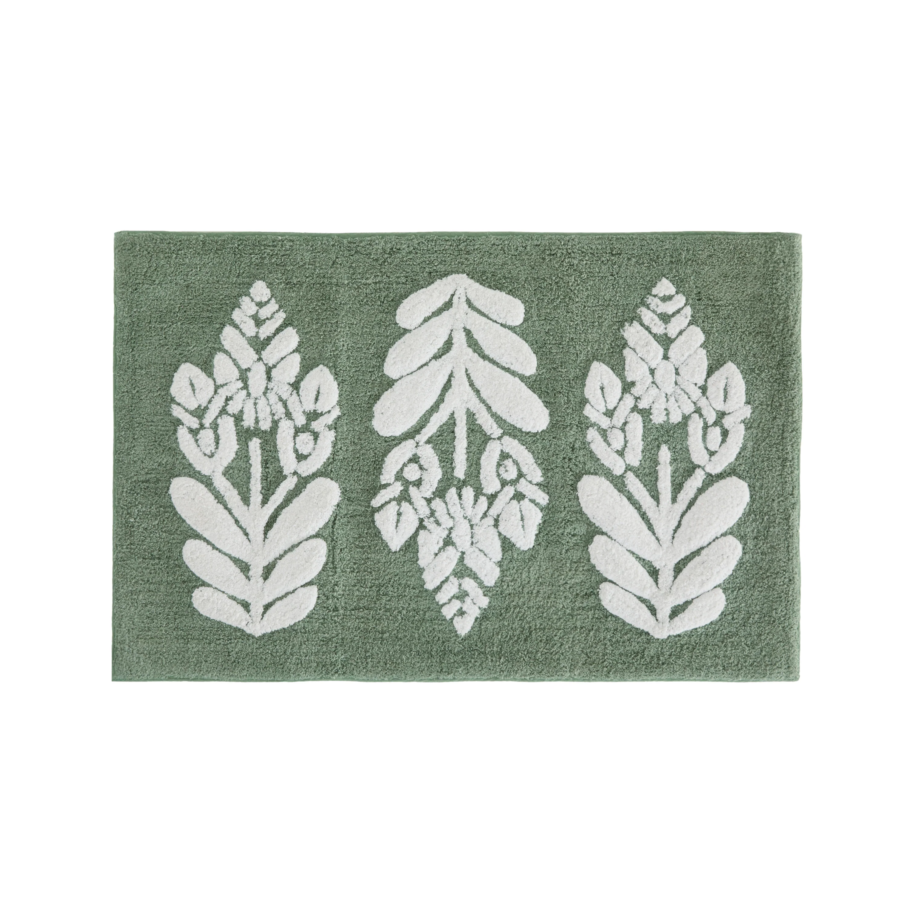 100% Cotton Folk Leaves Patterned Bath Mat - Image 12