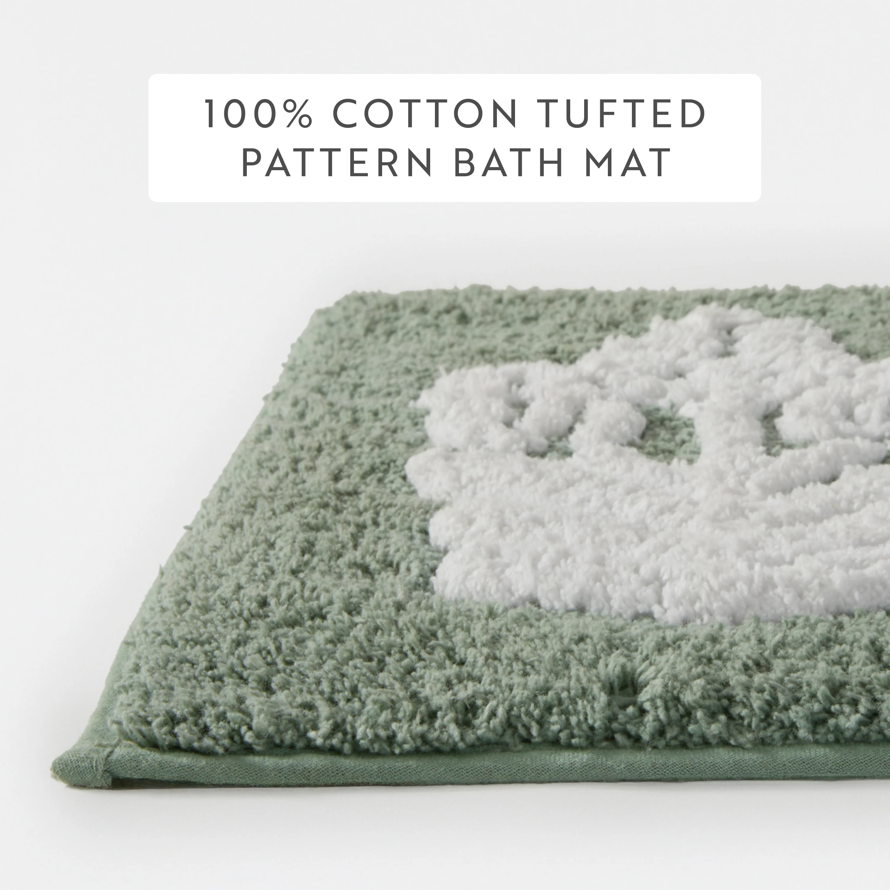 100% Cotton Folk Leaves Patterned Bath Mat - Image 24