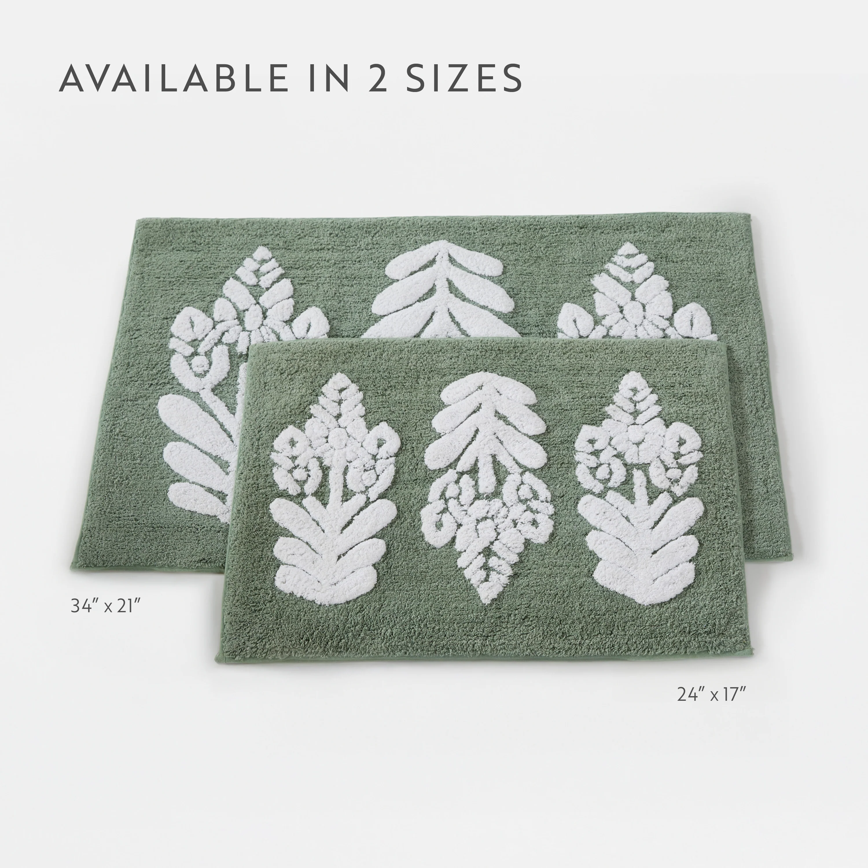 100% Cotton Folk Leaves Patterned Bath Mat - Image 30