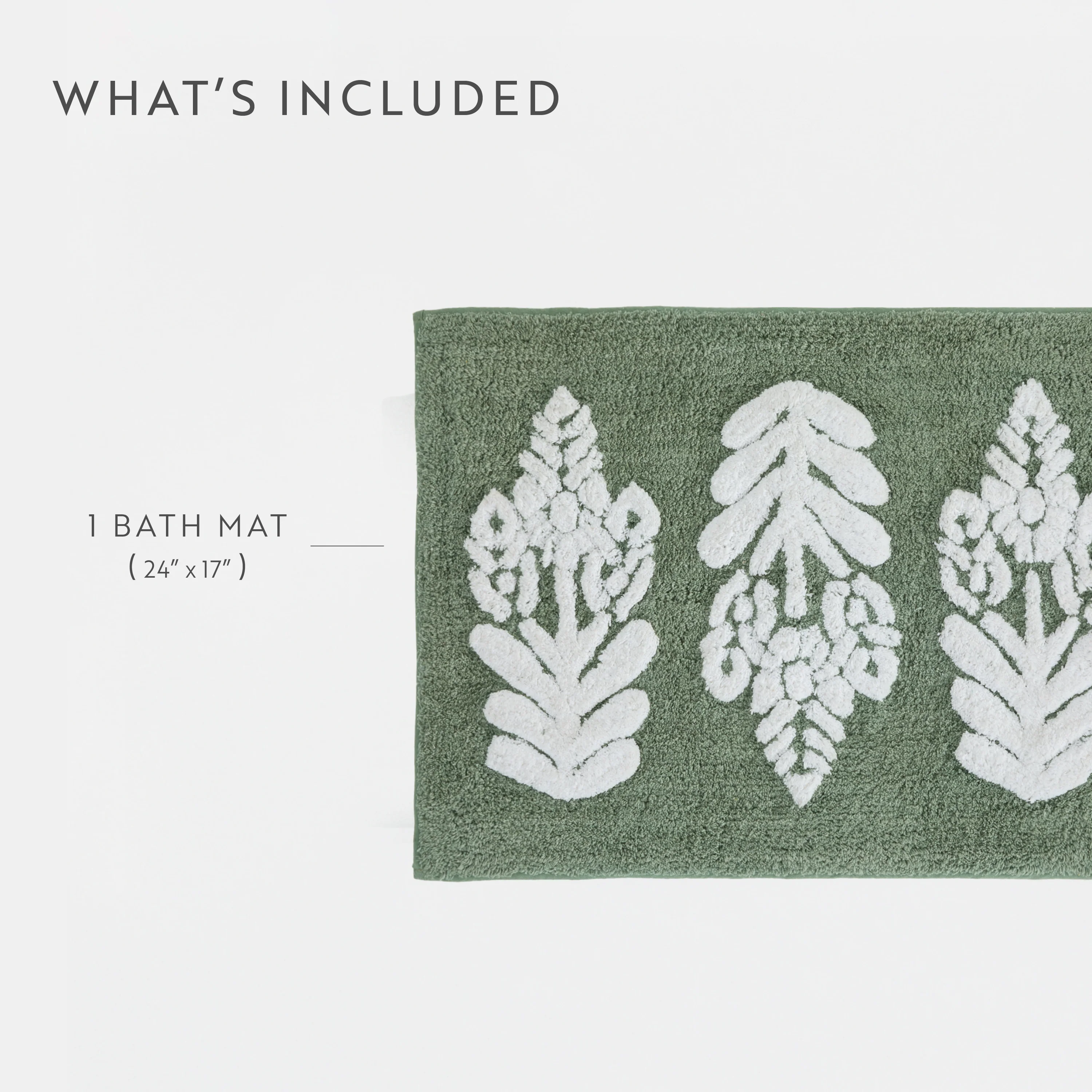 100% Cotton Folk Leaves Patterned Bath Mat - Image 32