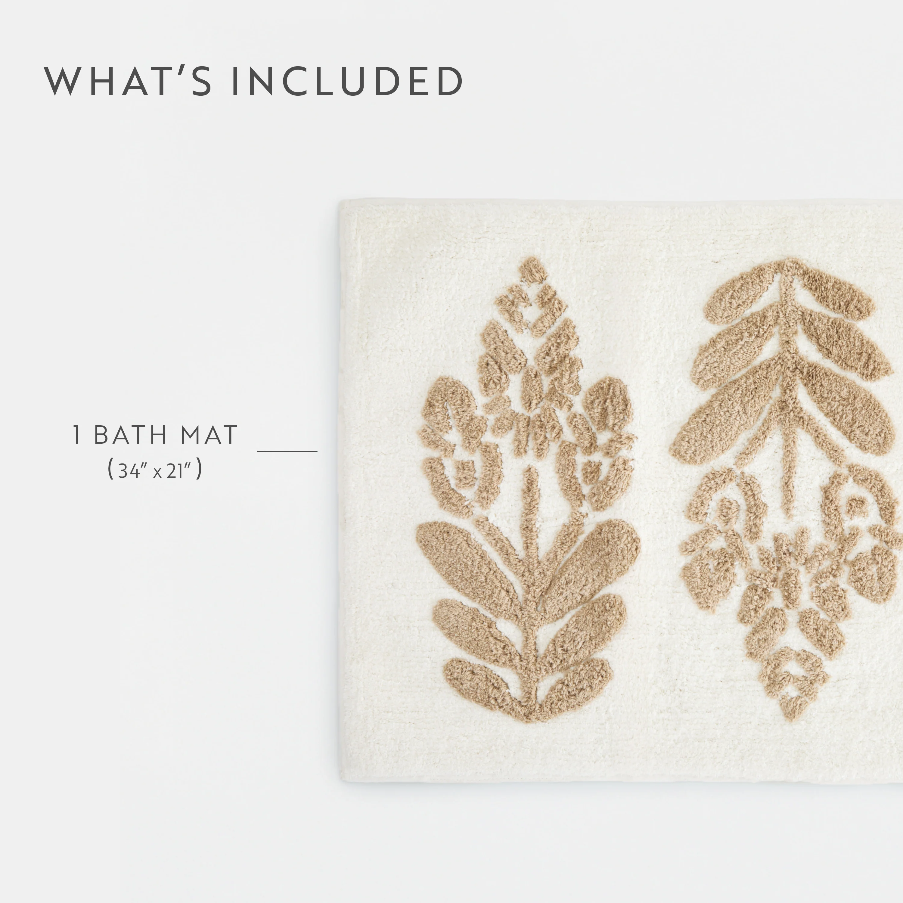 100% Cotton Folk Leaves Patterned Bath Mat - Image 33