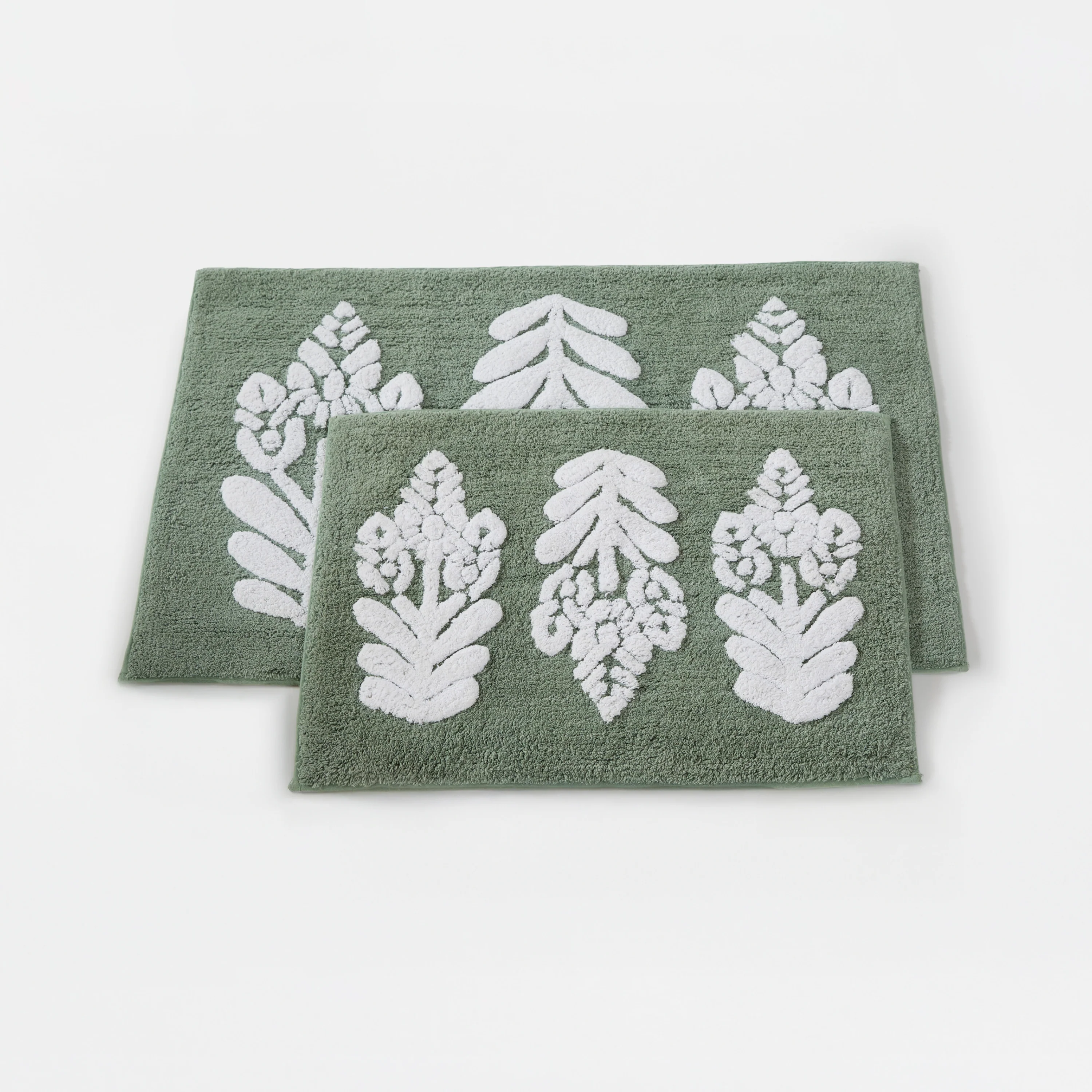 100% Cotton Folk Leaves Patterned Bath Mat - Image 6