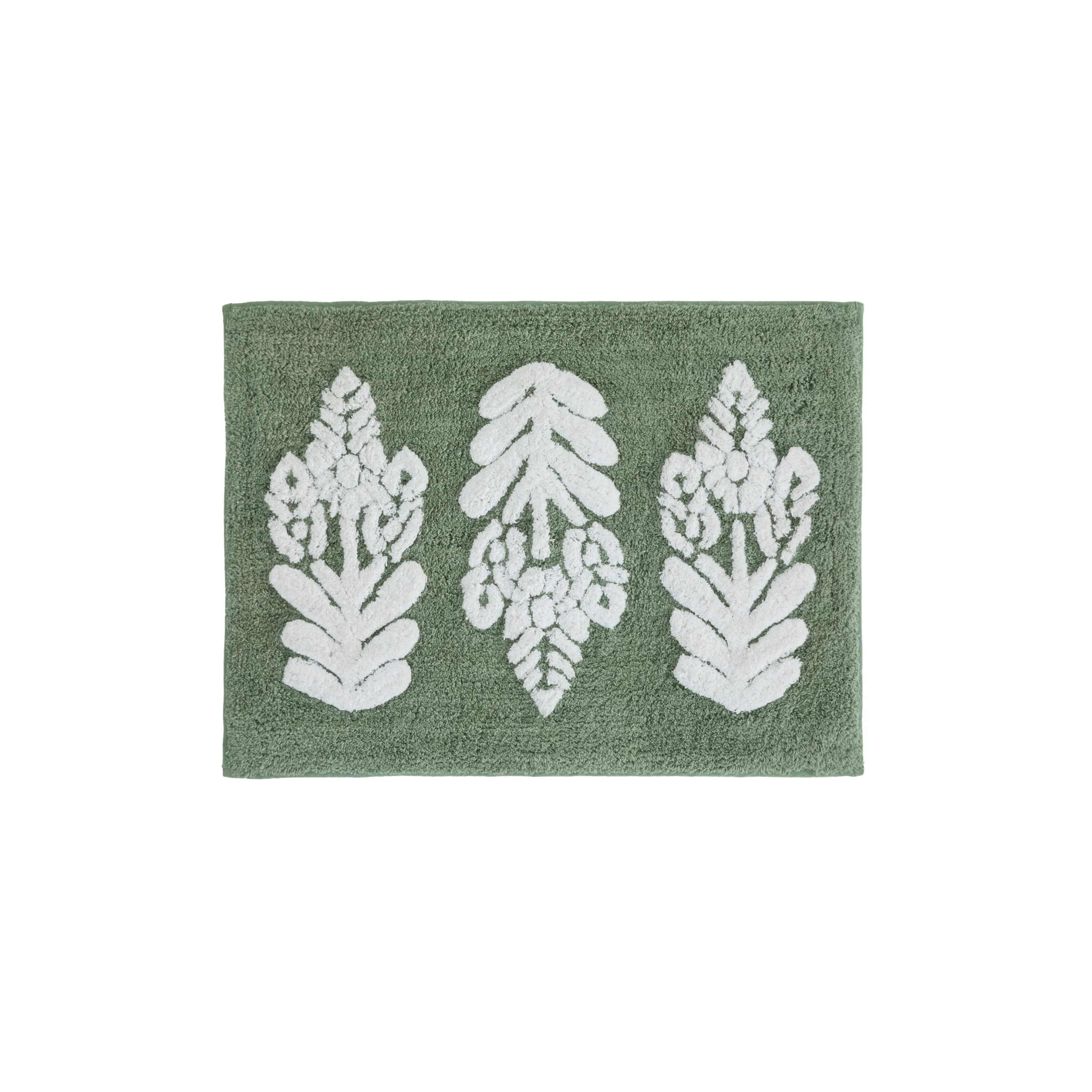 100% Cotton Folk Leaves Patterned Bath Mat - Image 8