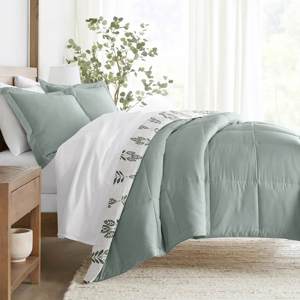 Folk Leaves Reversible Down-Alternative Comforter Set - Image 2