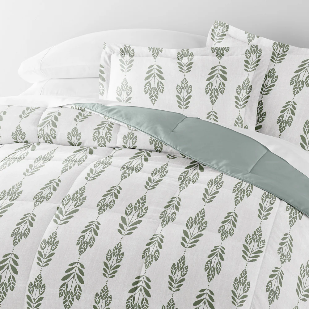 Folk Leaves Reversible Down-Alternative Comforter Set - Image 7