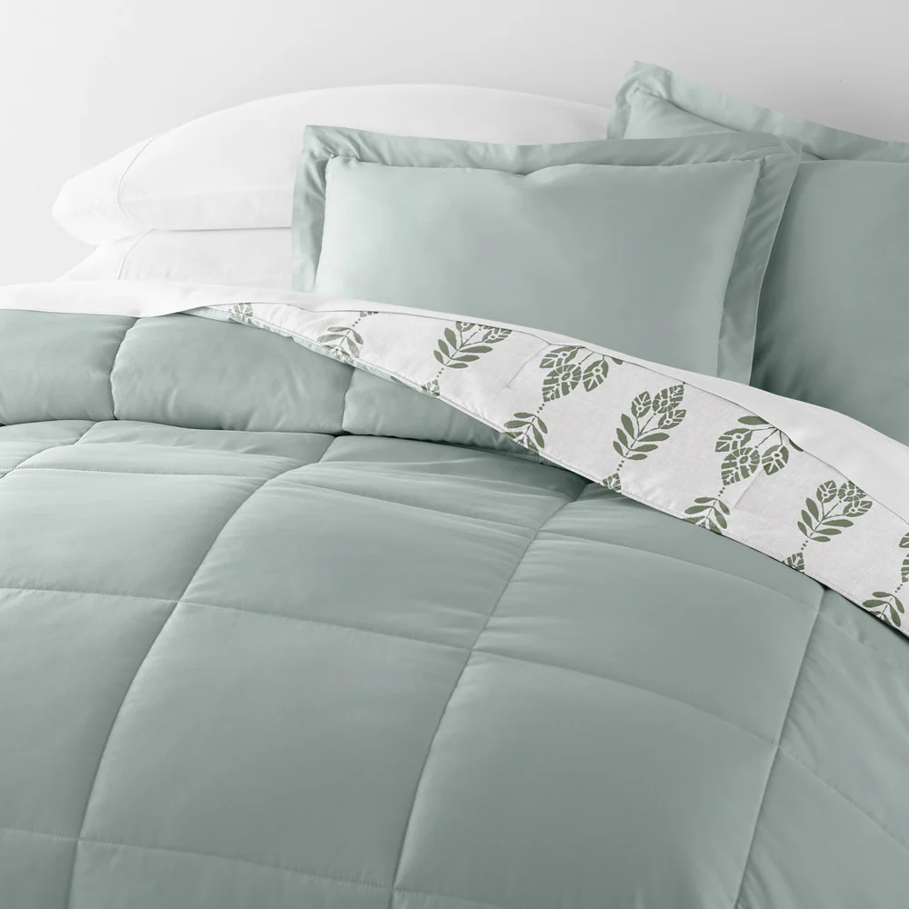 Folk Leaves Reversible Down-Alternative Comforter Set - Image 8