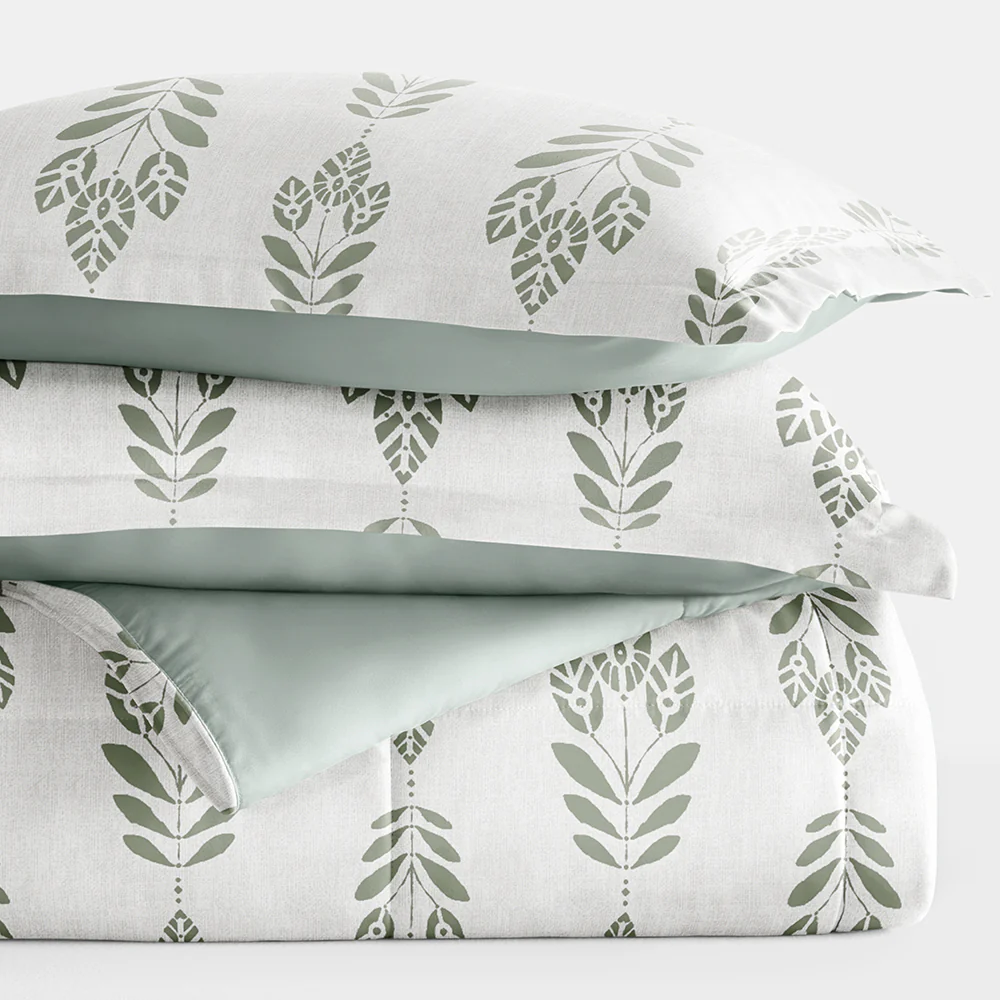 Folk Leaves Reversible Down-Alternative Comforter Set - Image 9