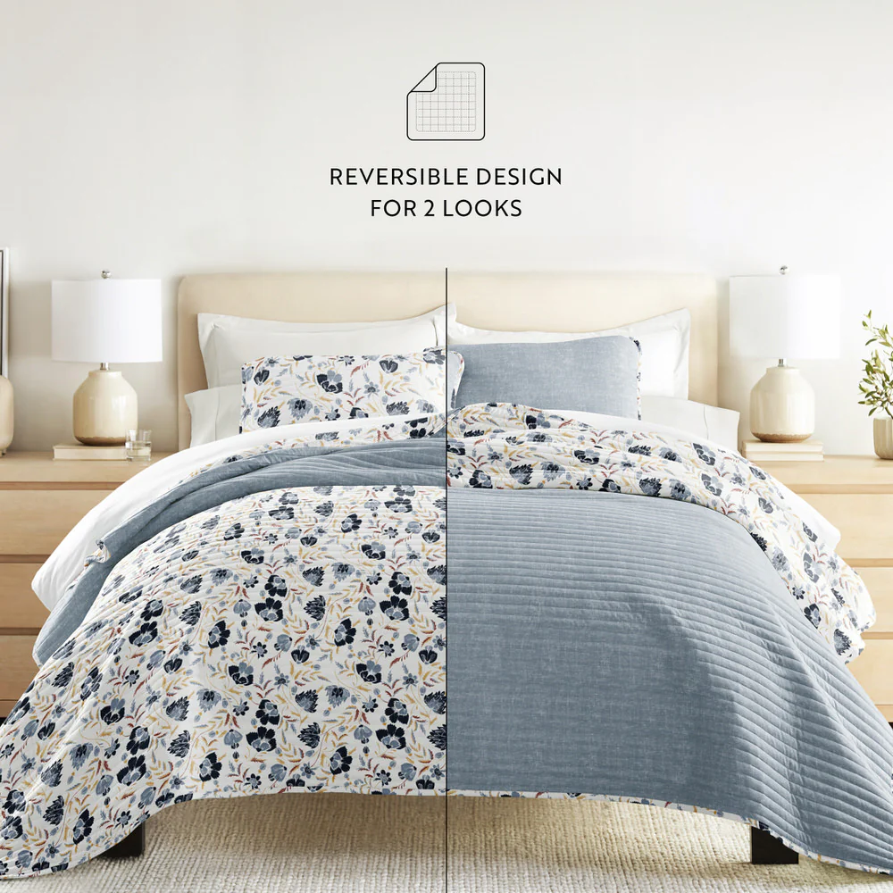 French Jacobean Reversible Quilted Coverlet Set - Image 15